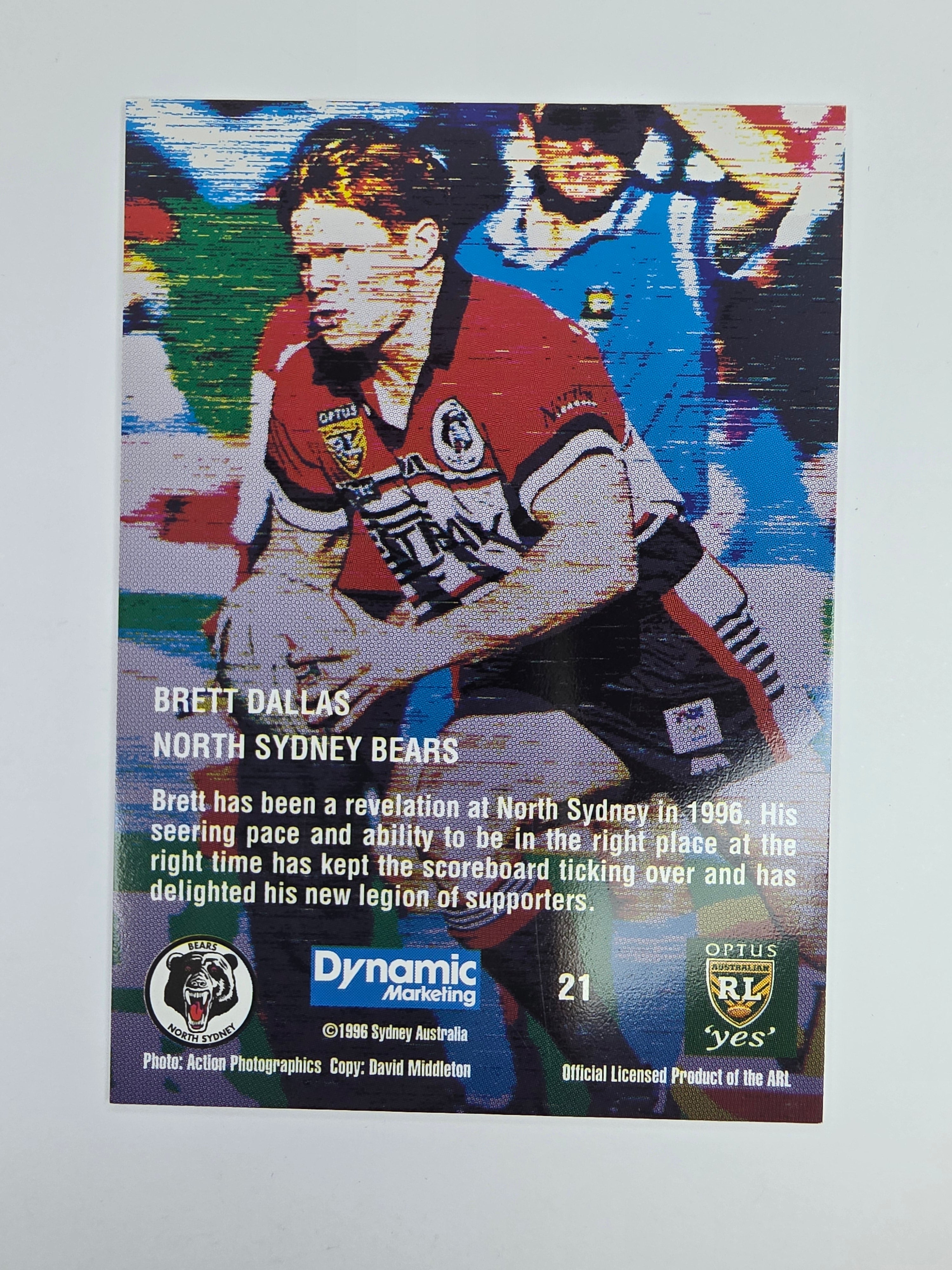 1996 Dynamic Signature Gold #21 Brett Dallas North Sydney Bears