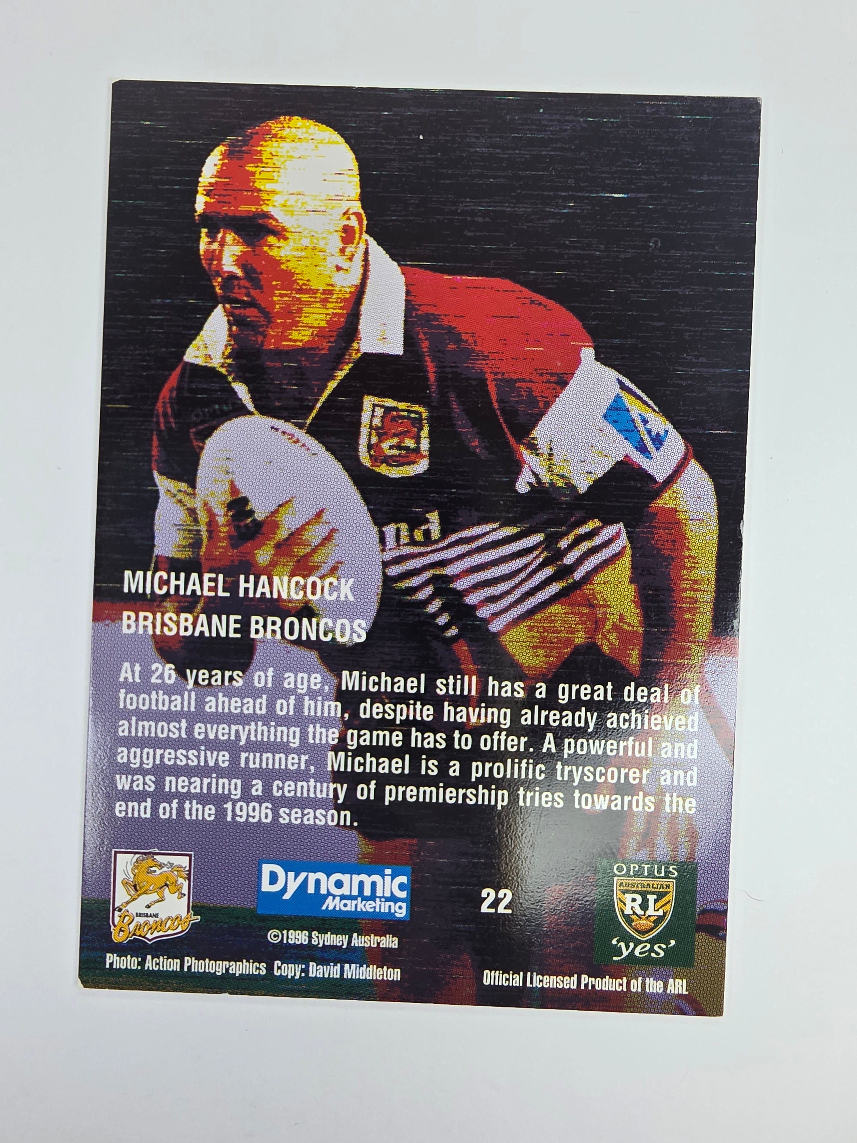 1996 Dynamic Signature Gold #22 Michael Hancock Brisbane Broncos