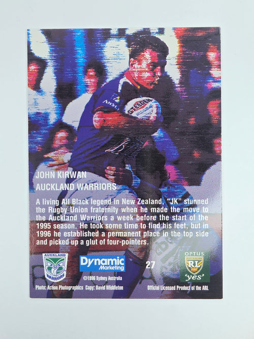 1996 Dynamic Signature Gold #27 John Kirwan Auckland Warriors