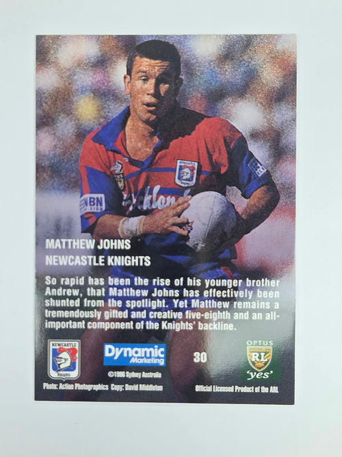 1996 Dynamic Signature Gold #30 Matthew Johns Newcastle Knights