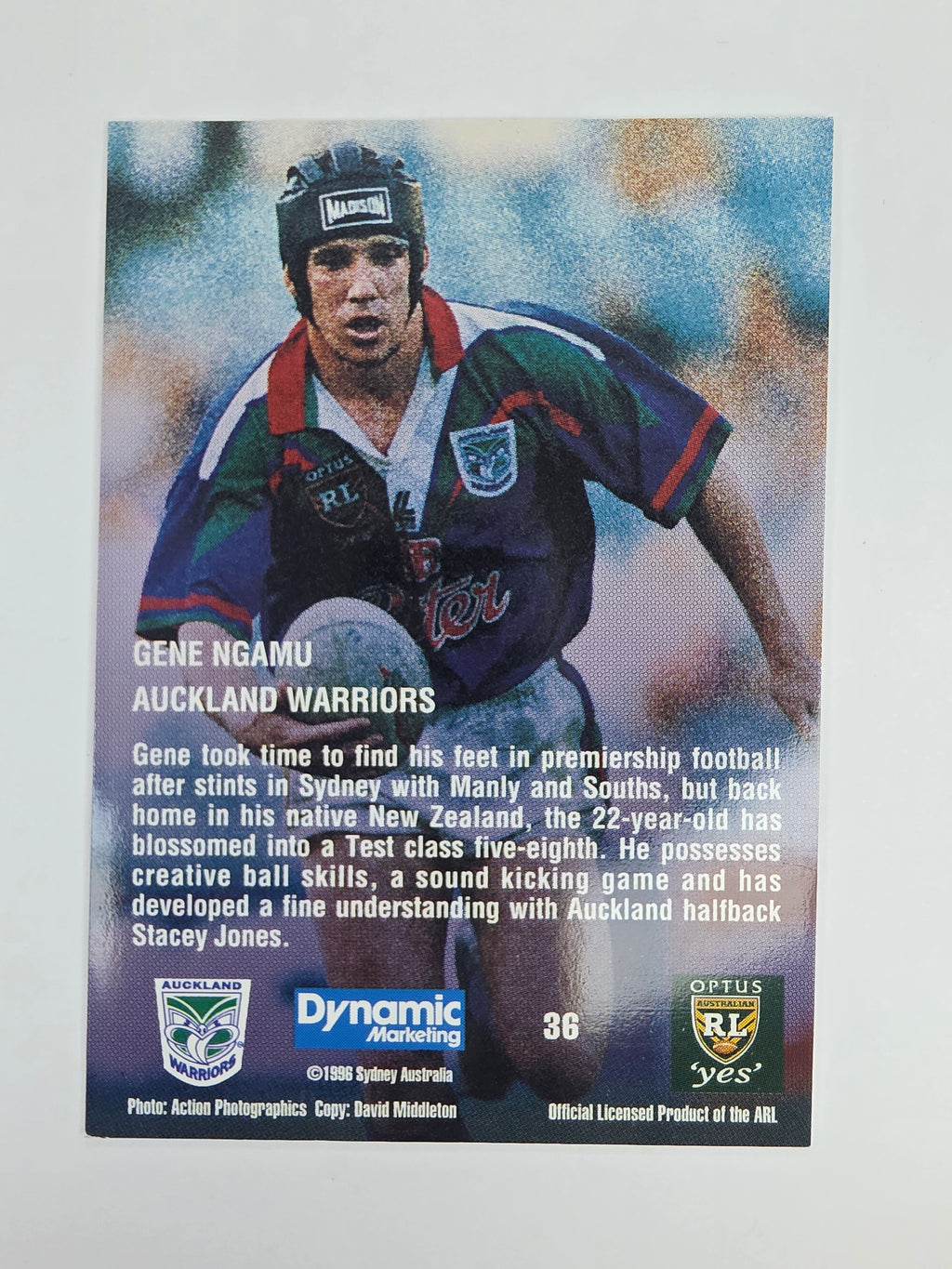 1996 Dynamic Signature Gold #36 Gene Ngamu Auckland Warriors