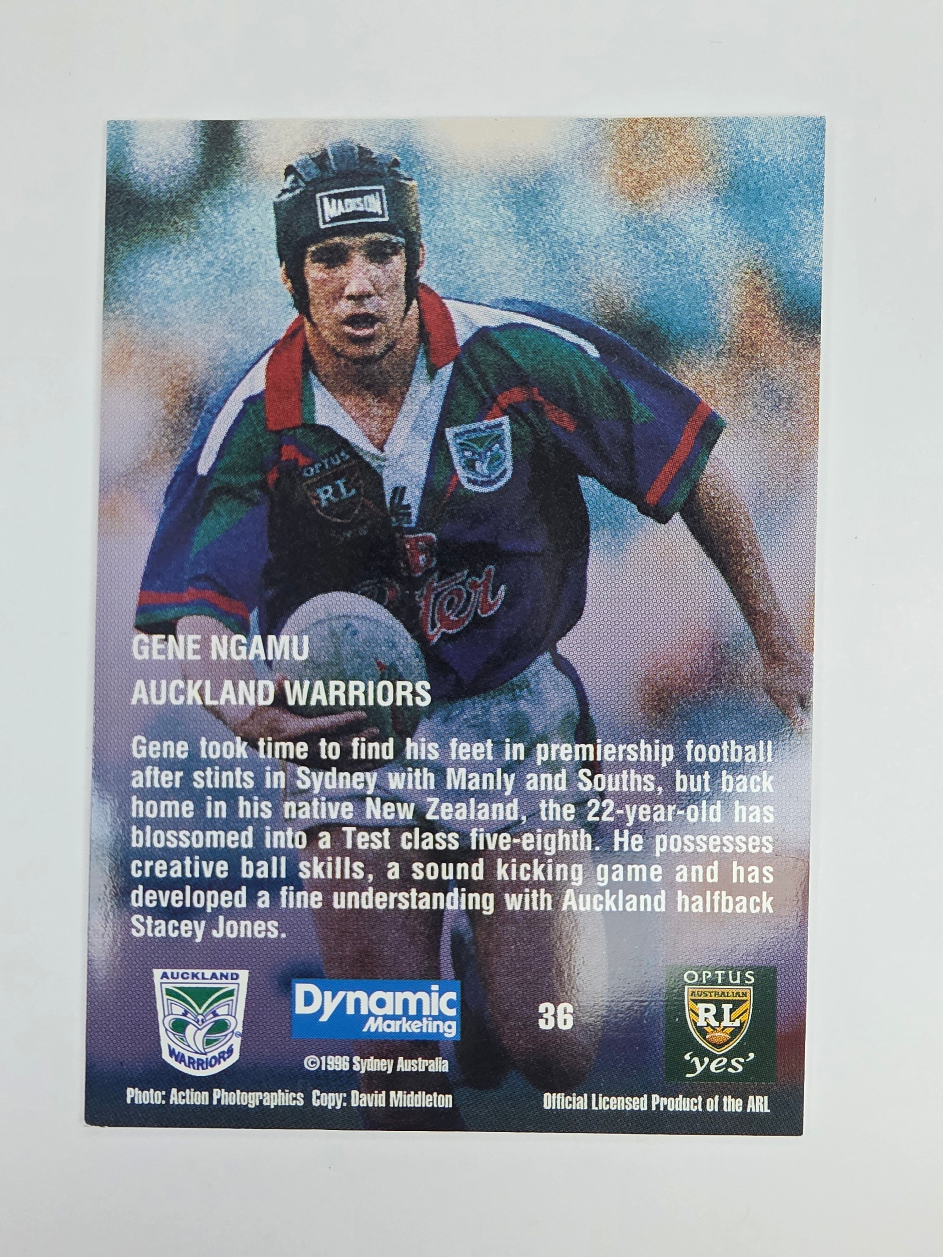 1996 Dynamic Signature Gold #36 Gene Ngamu Auckland Warriors