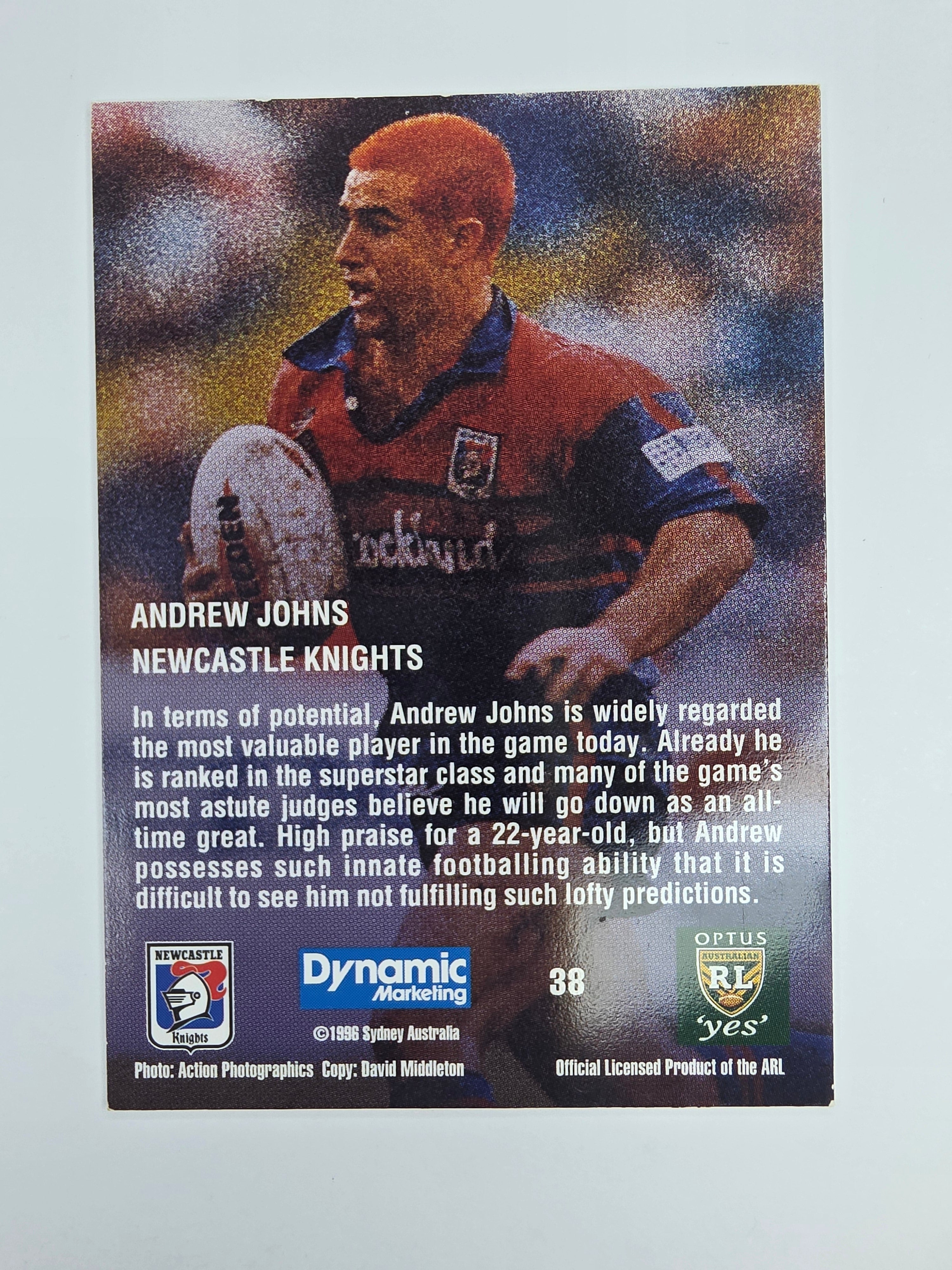 1996 Dynamic Signature Gold #38 Andrew Johns Newcastle Knights