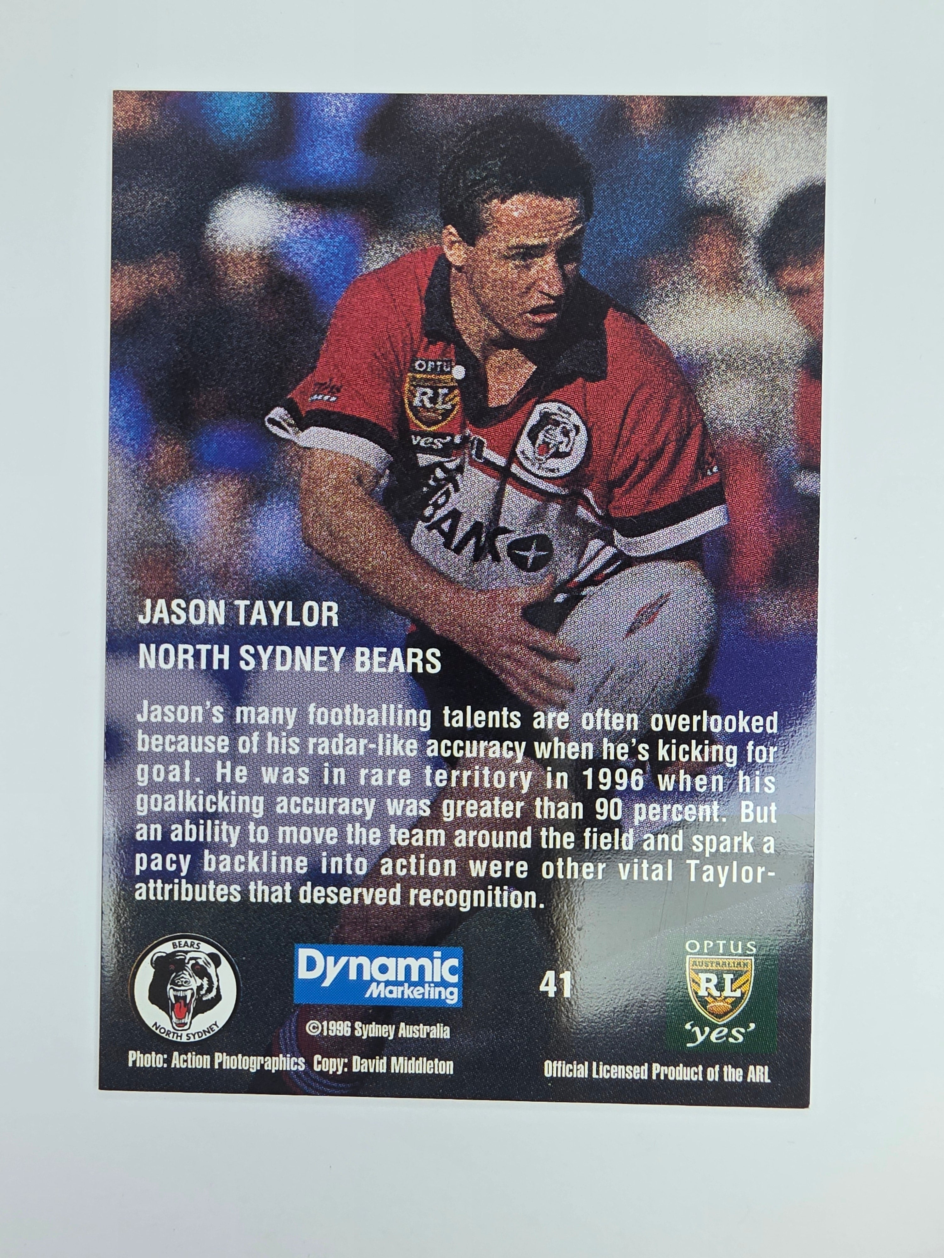 1996 Dynamic Signature Gold #41 Jason Taylor North Sydney Bears