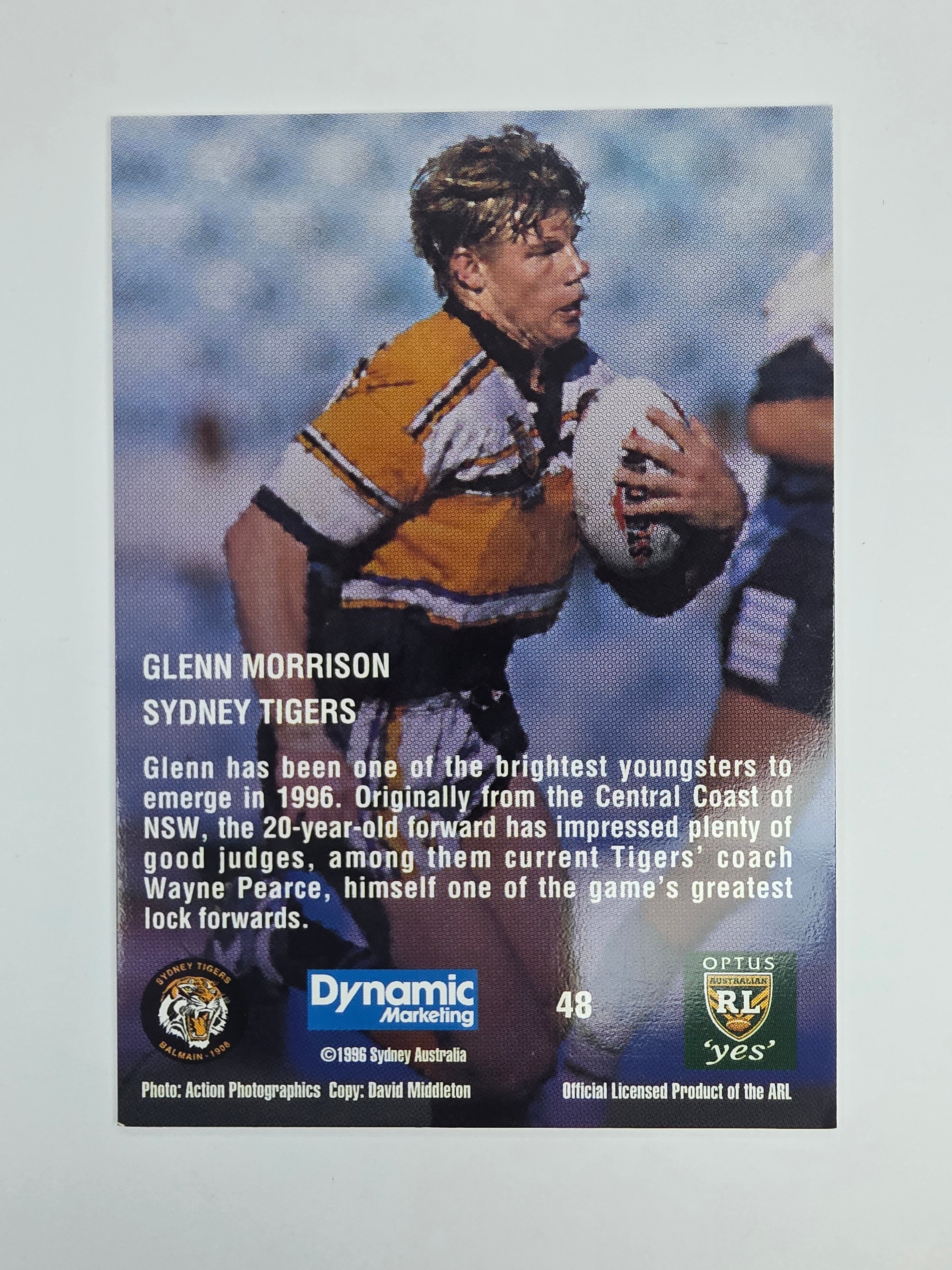 1996 Dynamic Signature Gold #48 Glenn Morrison Balmain Tigers