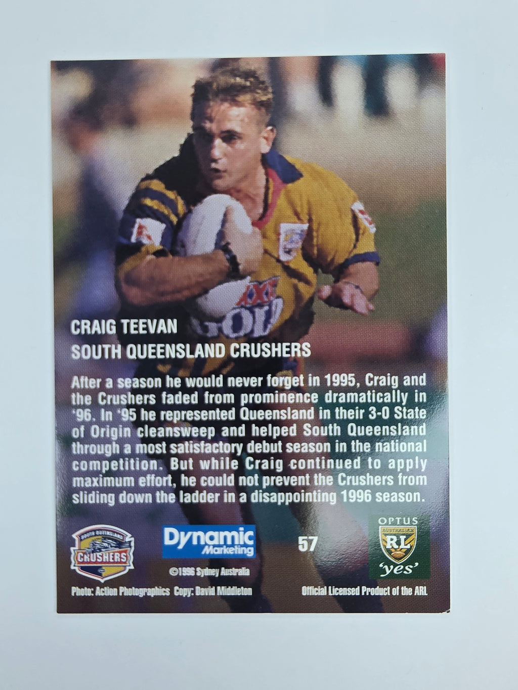 1996 Dynamic Signature Gold #57 Craig Teevan South Queensland Crushers