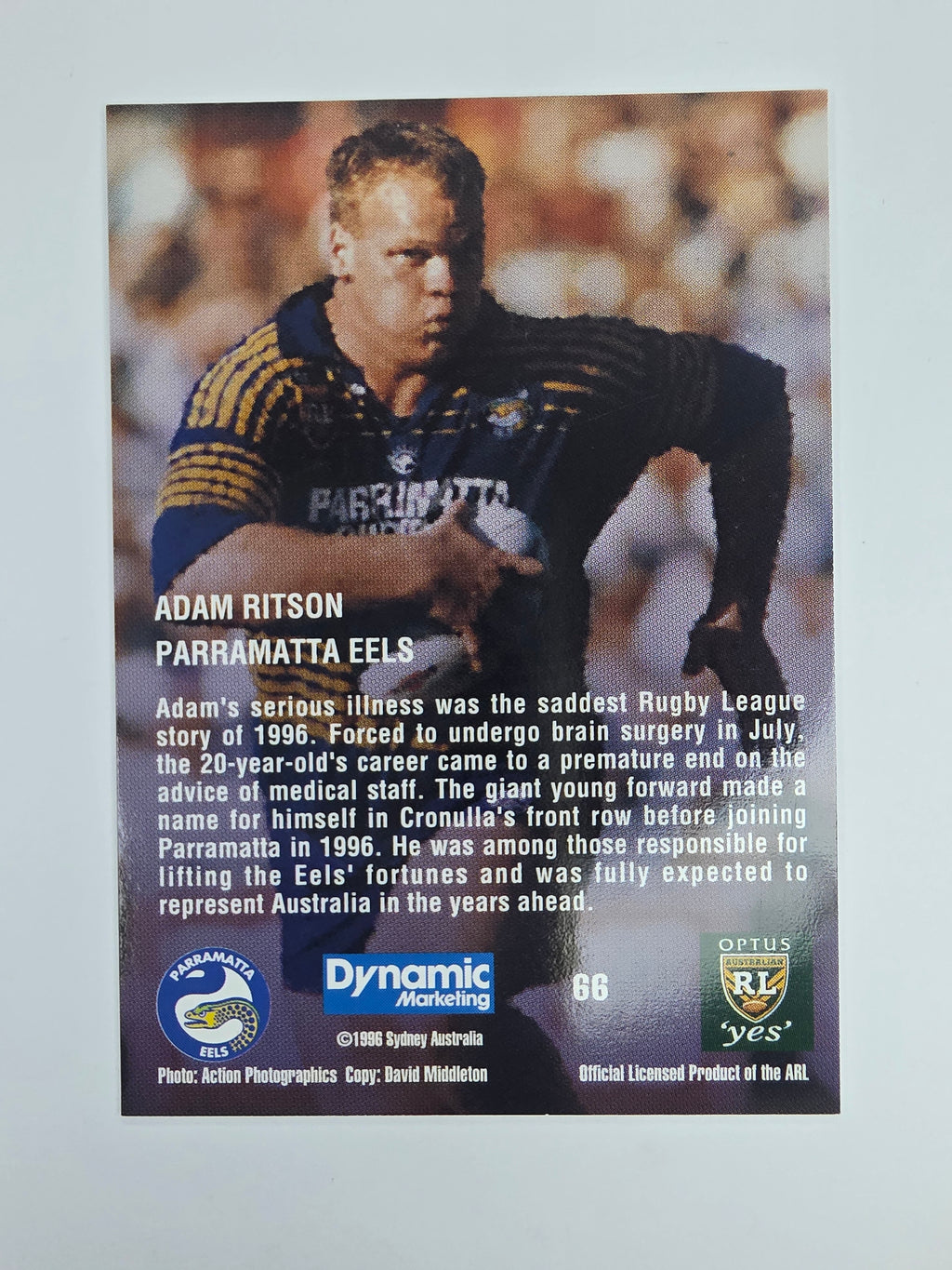 1996 Dynamic Signature Gold #66 Adam Ritson Parramatta Eels