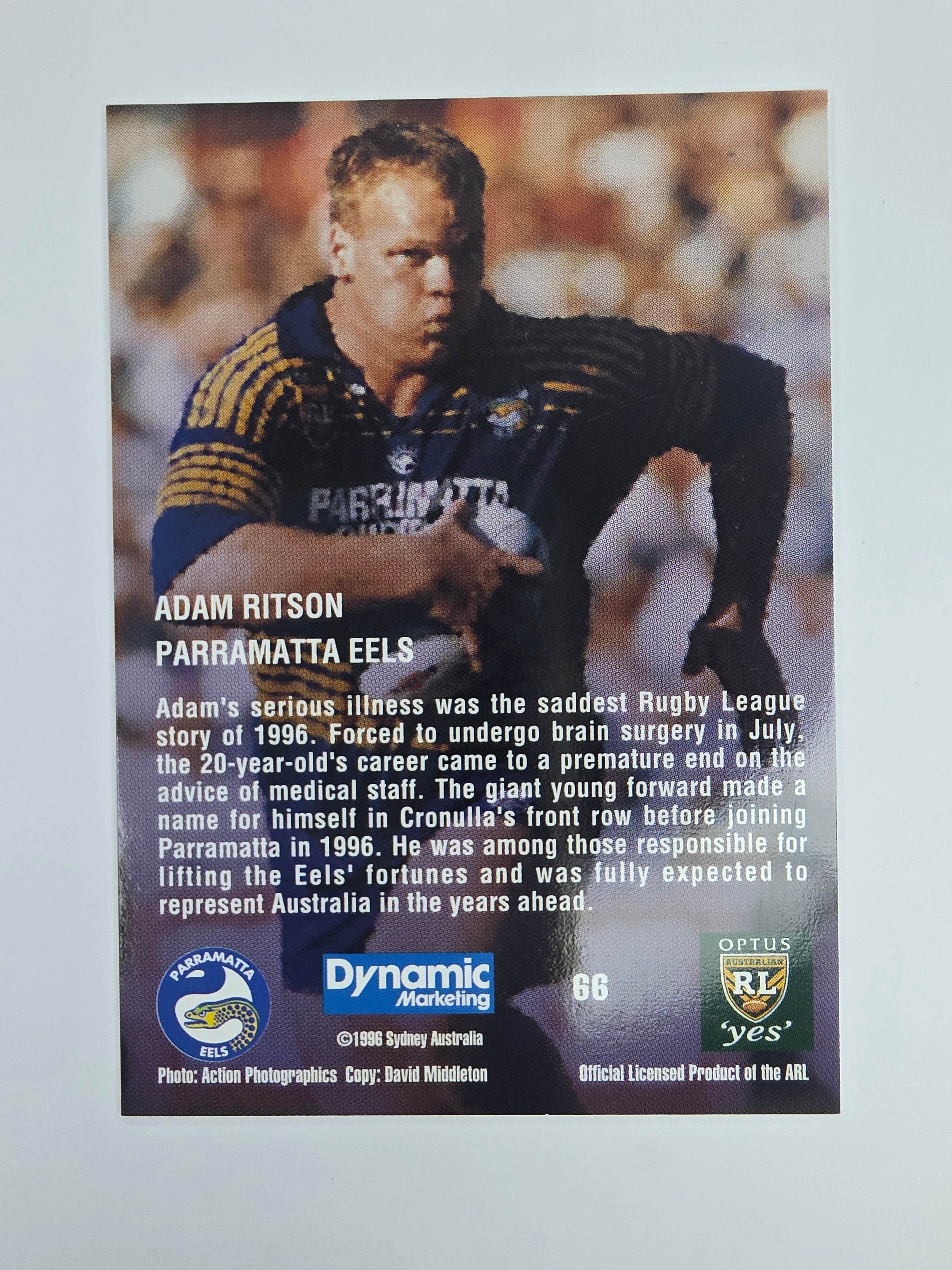 1996 Dynamic Signature Gold #66 Adam Ritson Parramatta Eels
