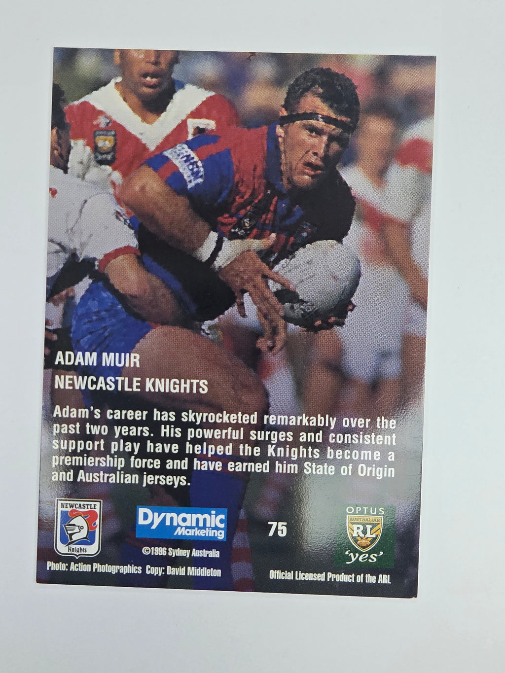 1996 Dynamic Signature Gold #75 Adam Muir Newcastle Knights