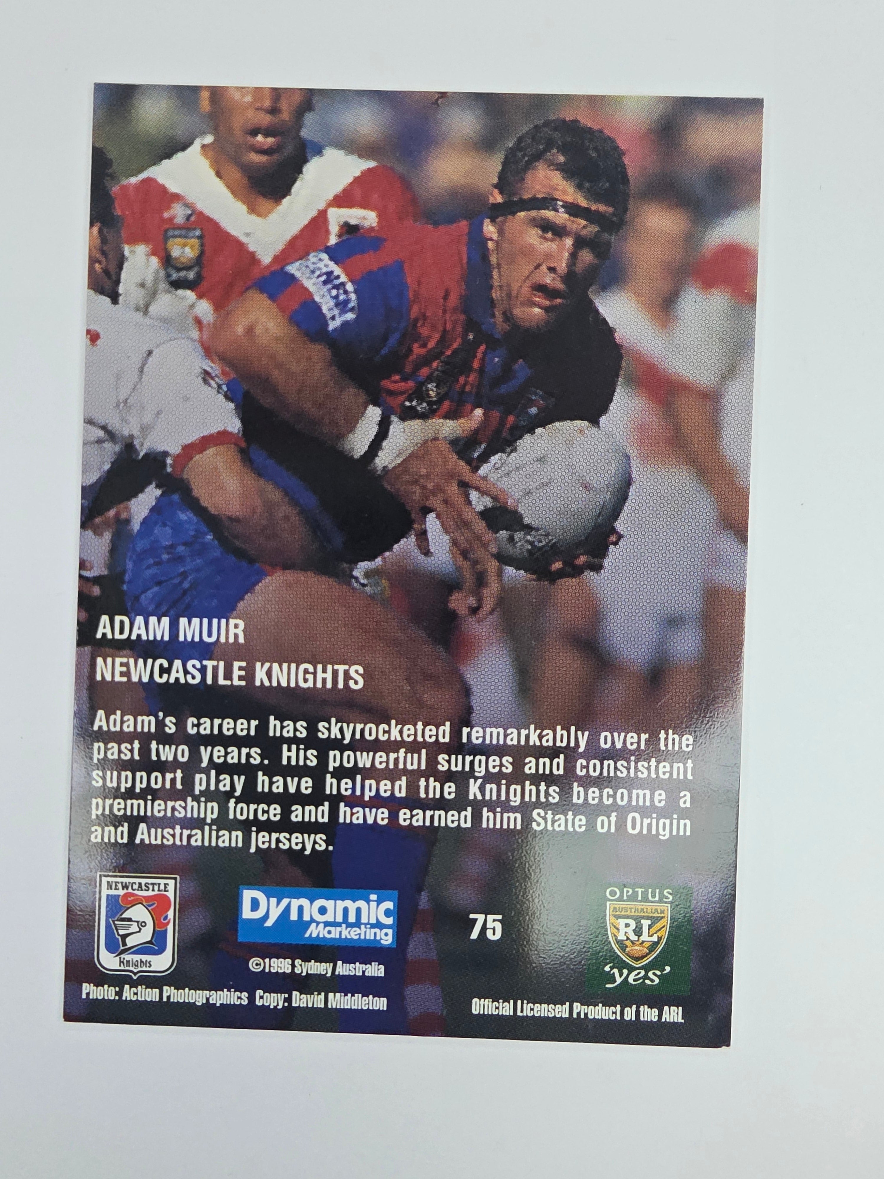 1996 Dynamic Signature Gold #75 Adam Muir Newcastle Knights