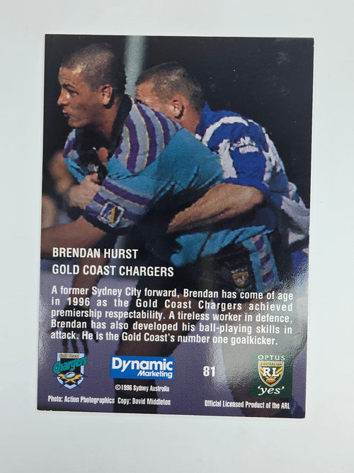 1996 Dynamic Signature Gold #81 Brendan Hurst Gold Coast Chargers