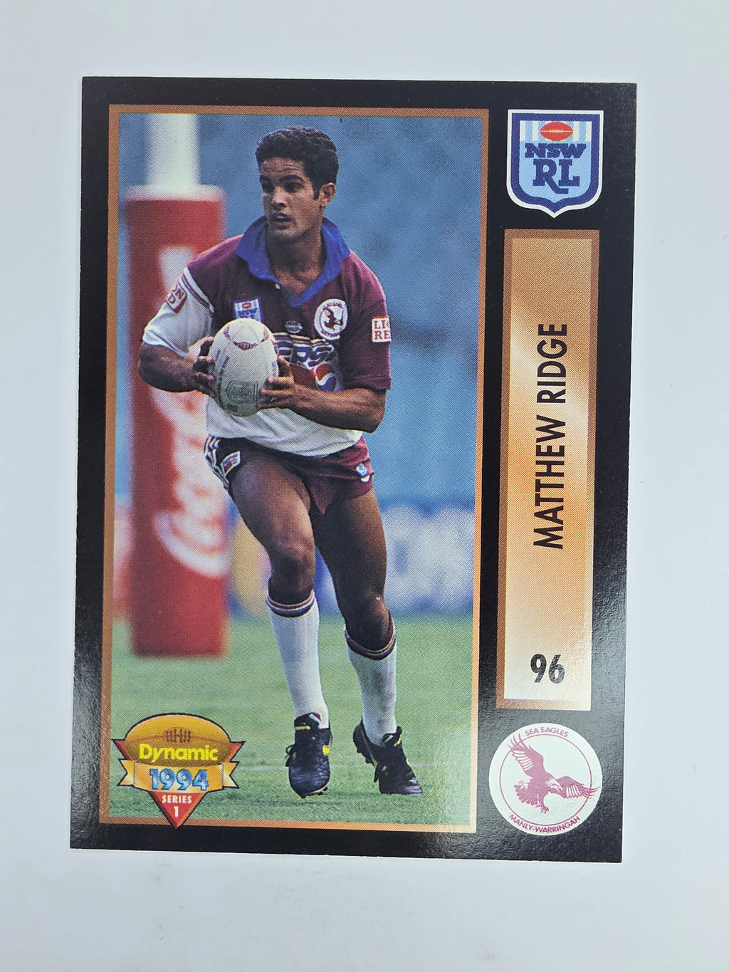 1994 Dynamic Series 1 Base Card #96 Matthew Ridge Manly Warringah Sea Eagles