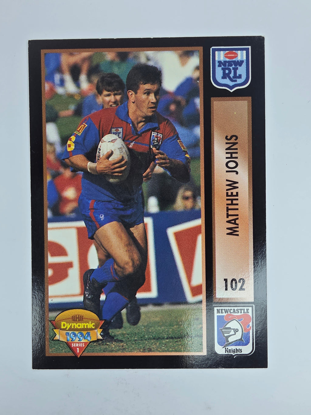 1994 Dynamic Series 1 Base Card #102 Matthew Johns Newcastle Knights