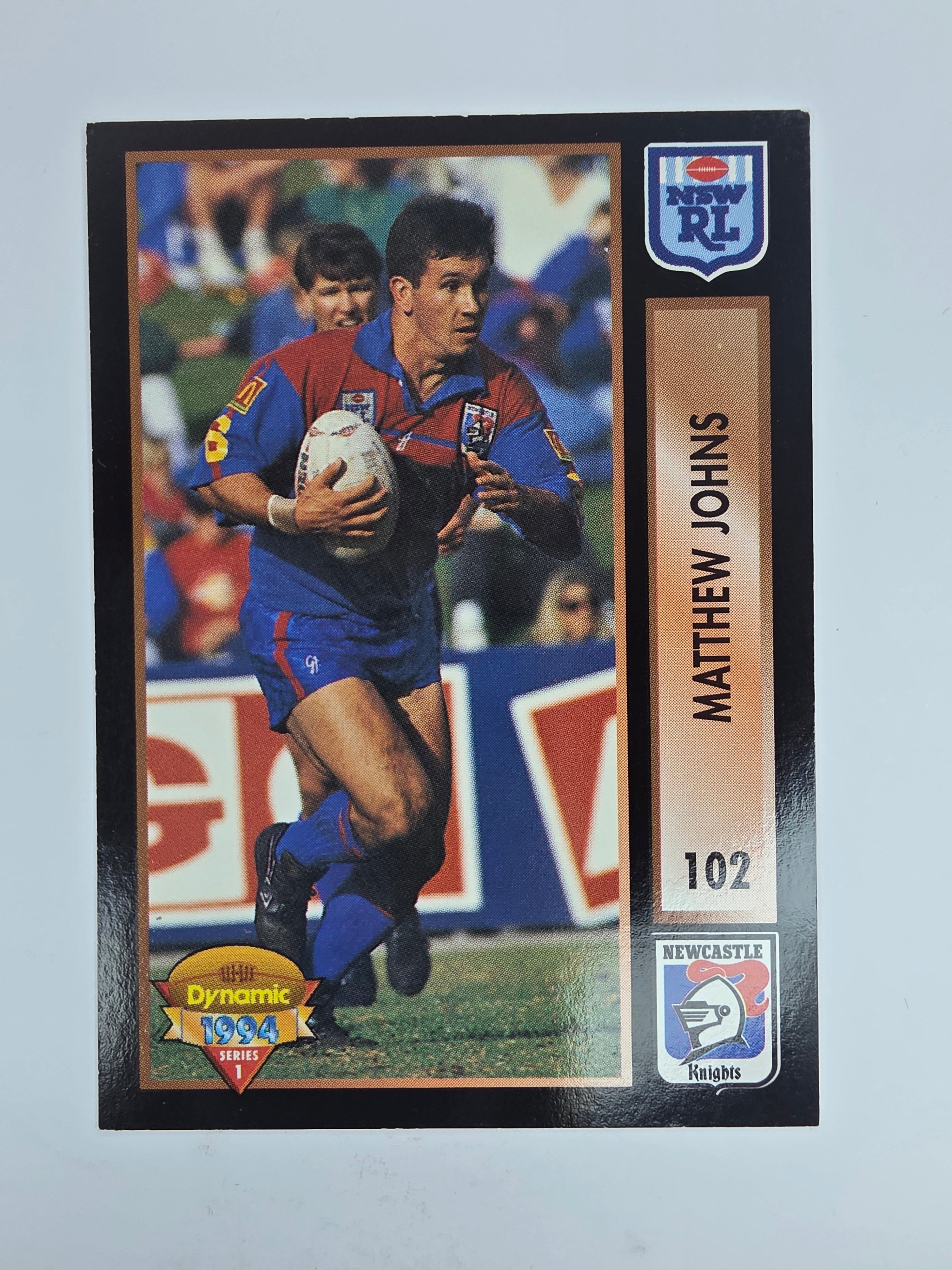 1994 Dynamic Series 1 Base Card #102 Matthew Johns Newcastle Knights