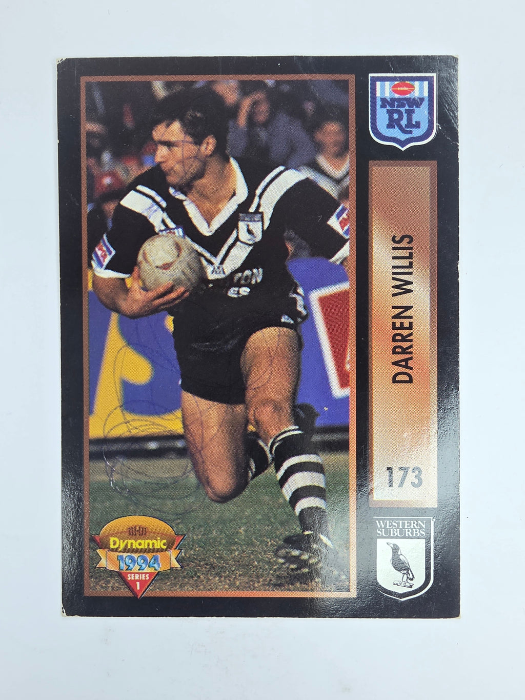 1994 Dynamic Series 1 Base Card #173 Darren Willis Western Suburbs Magpies