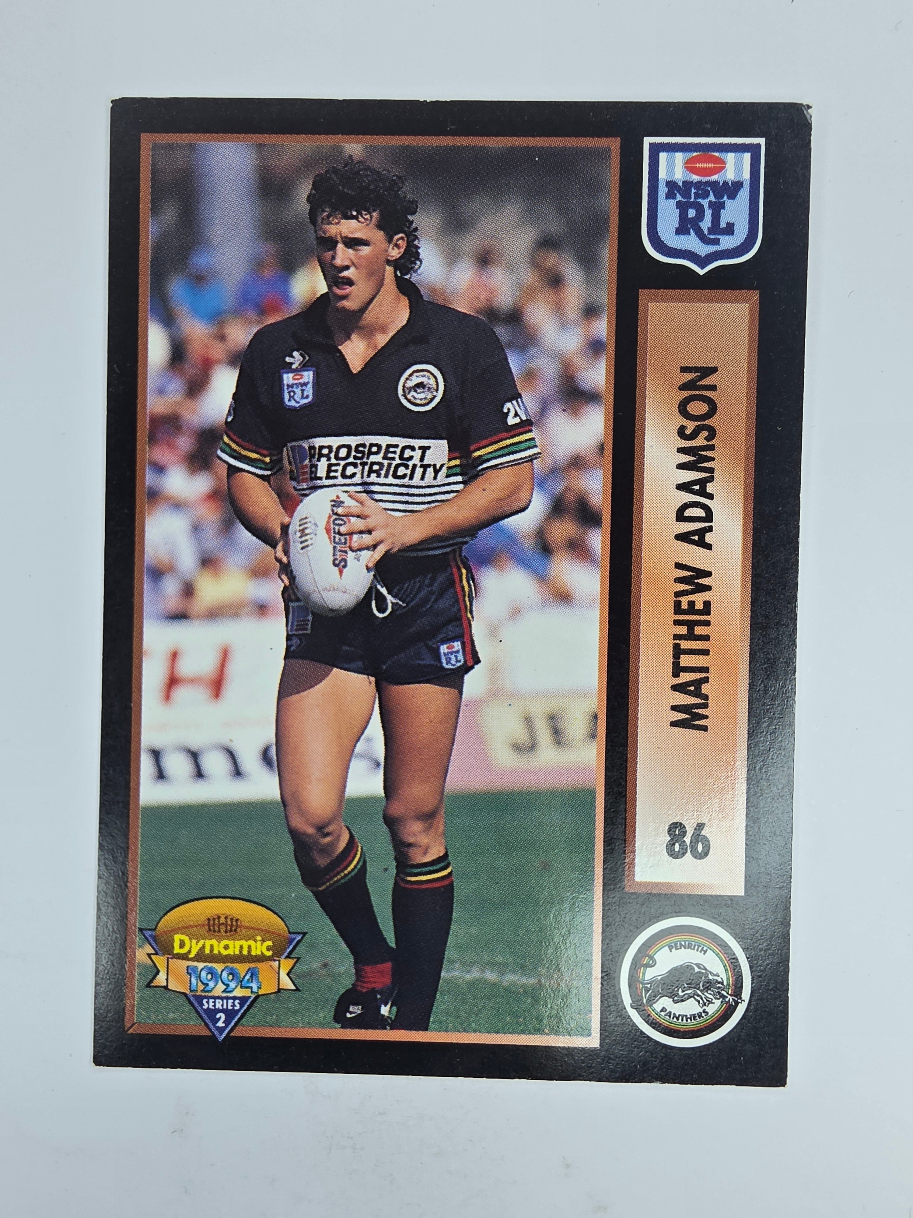 1994 Dynamic Series 2 Base Card #86 Matthew Adamson Penrith Panthers