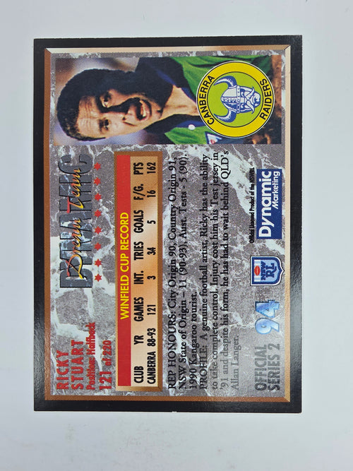 1994 Dynamic Series 2 Base Card #121 Ricky Stuart Canberra Raiders