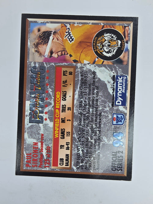 1994 Dynamic Series 2 Base Card #125 Paul Sironen Balmain Tigers
