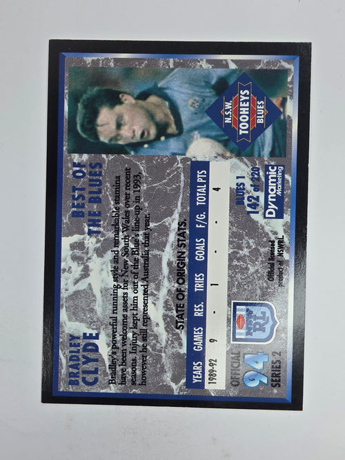 1994 Dynamic Series 2 Base Card #142 Brad Clyde NSW Blues