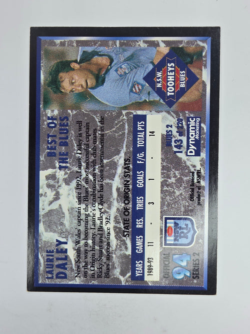 1994 Dynamic Series 2 Base Card #143 Laurie Daley NSW Blues