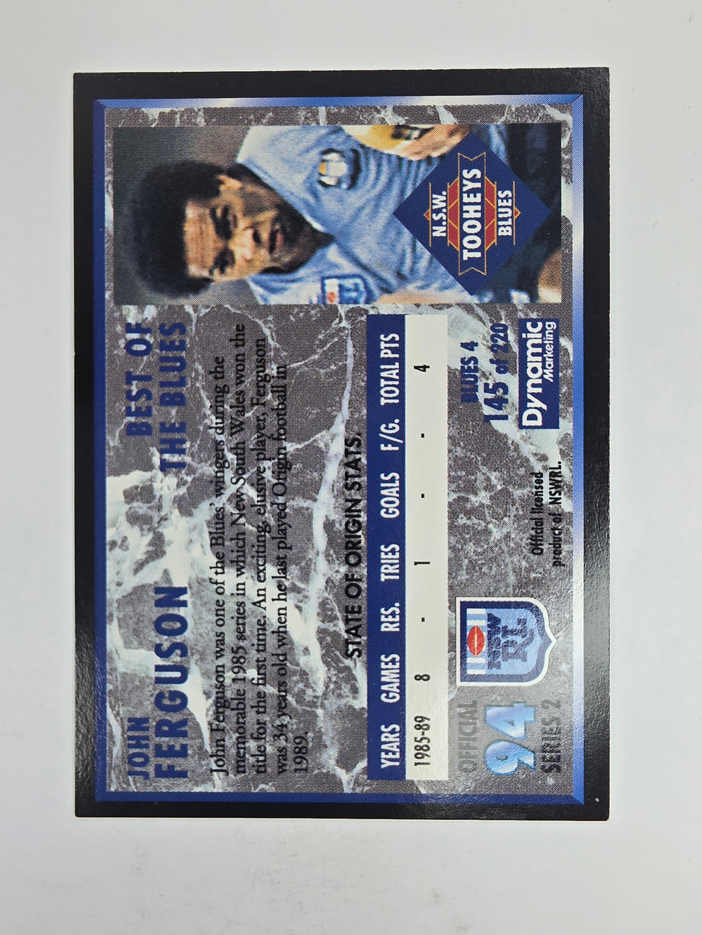 1994 Dynamic Series 2 Base Card #145 John Ferguson NSW Blues