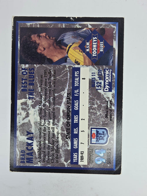 1994 Dynamic Series 2 Base Card #152 Brad Mackay NSW Blues