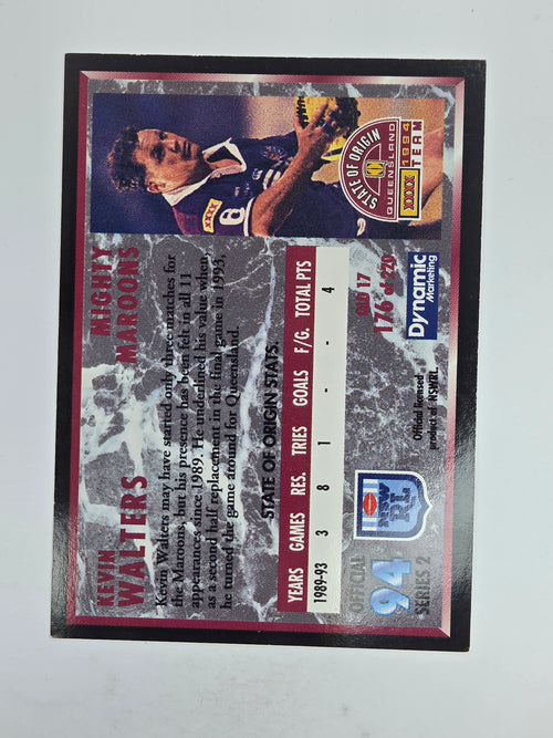 1994 Dynamic Series 2 Base Card #176 Kevin Walters Queensland Maroons
