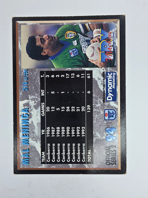 1994 Dynamic Series 2 Base Card #210 Mal Meninga Canberra Raiders