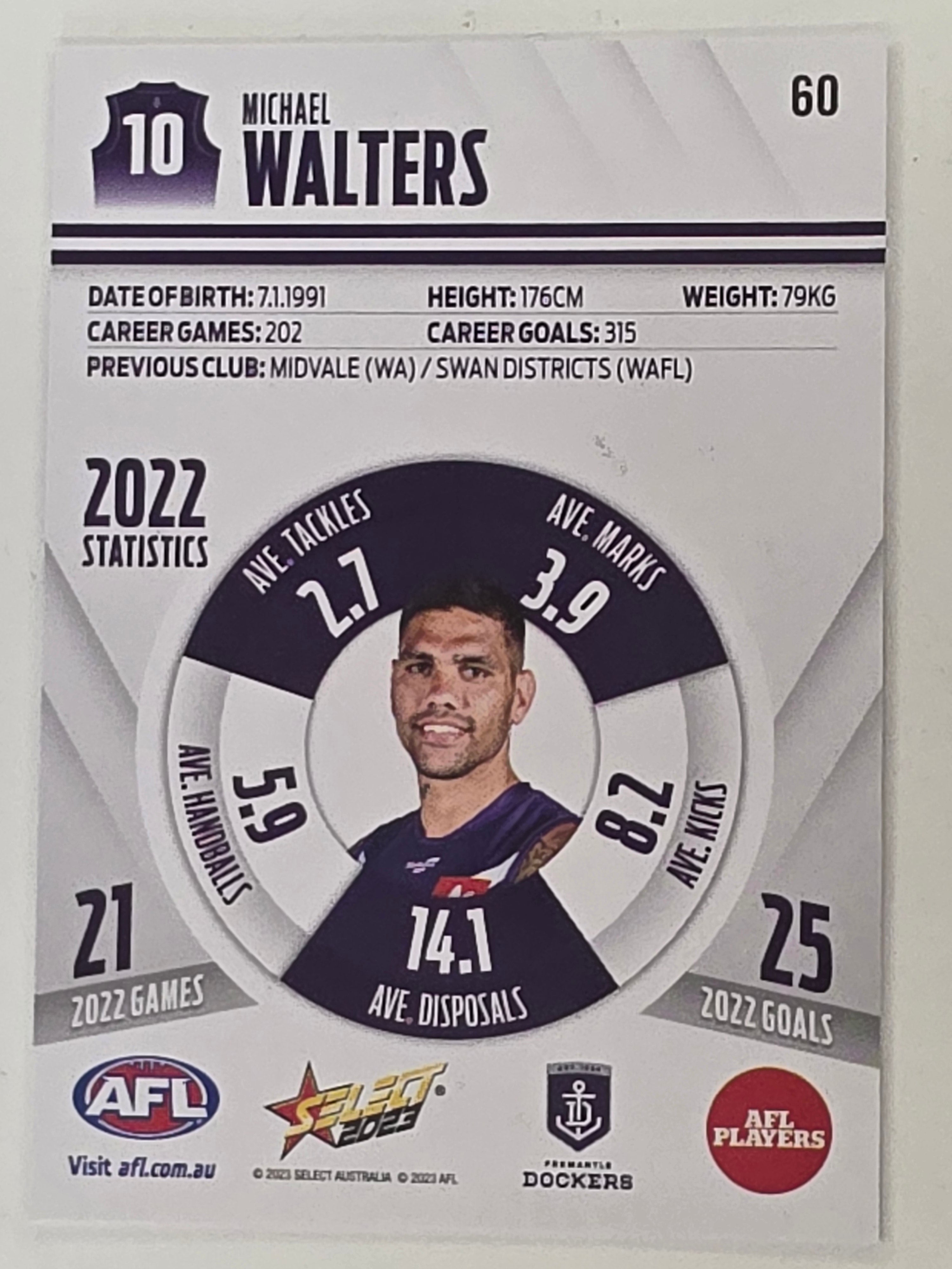 AFL 2023 Footy Stars Base Card #060 Michael Walters Fremantle Dockers