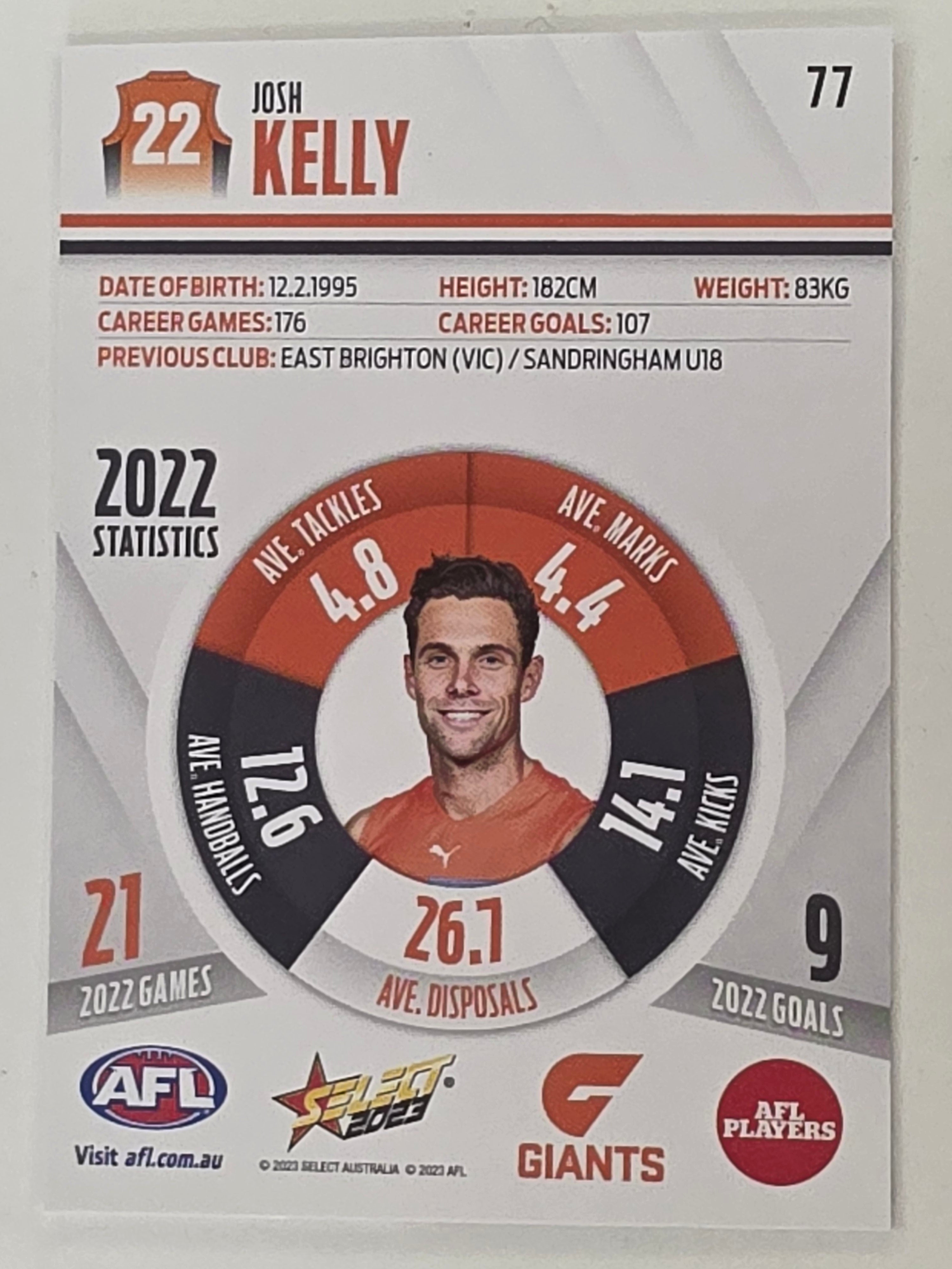 AFL 2023 Footy Stars Base Card #077 Josh Kelly GWS Giants
