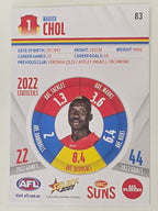 AFL 2023 Footy Stars Base Card #083 Mabior Chol Gold Coast Suns