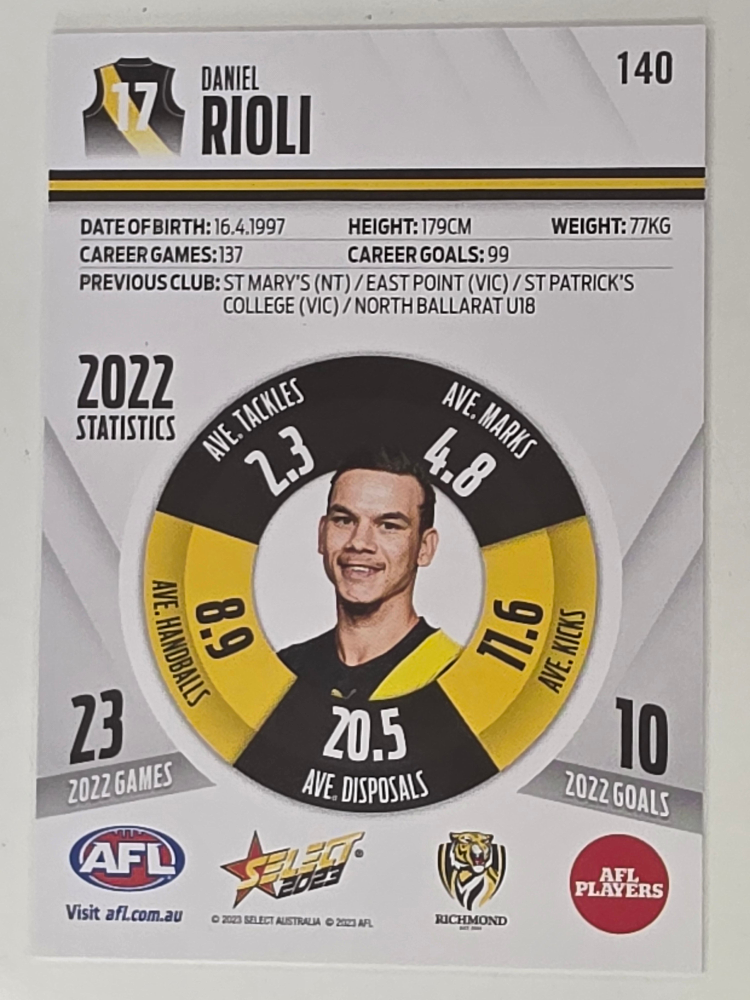 AFL 2023 Footy Stars Base Card #140 Daniel Rioli Richmond Tigers