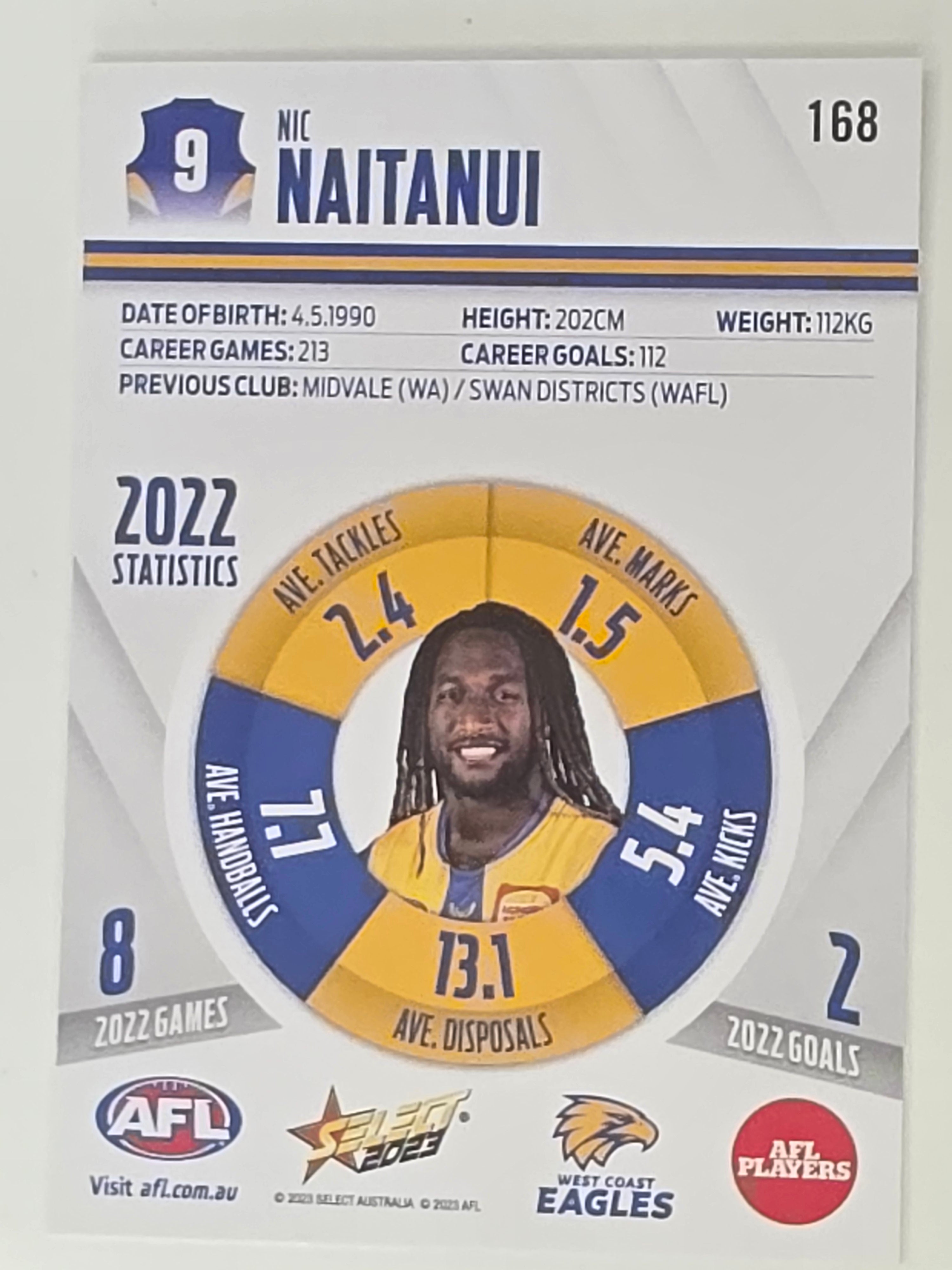 AFL 2023 Footy Stars Base Card #168 Nic Naitanui West Coast Eagles