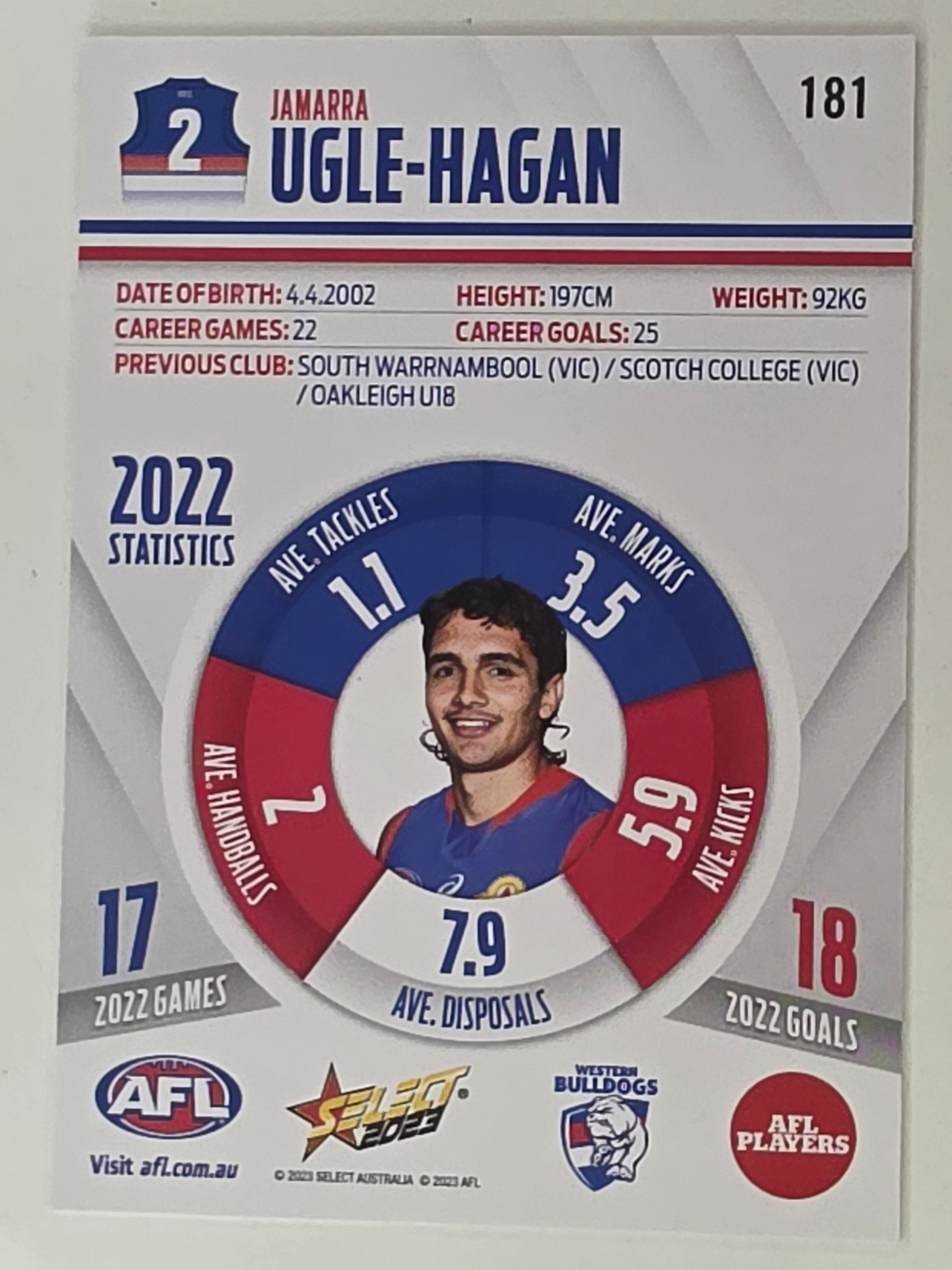 AFL 2023 Footy Stars Base Card #181 Jamarra Ugle-Hagan Western Bulldogs