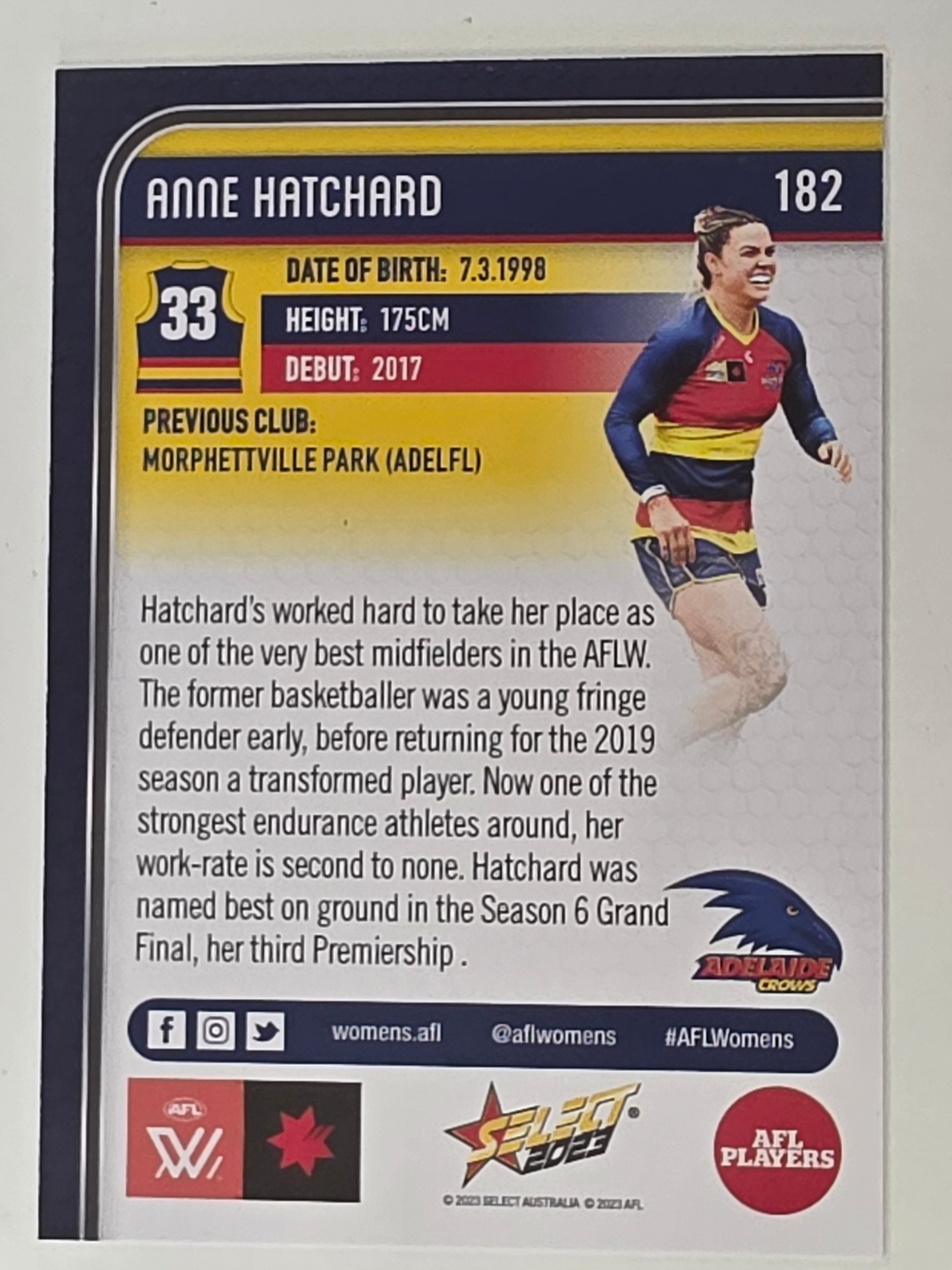 AFL 2023 Footy Stars Base Card #182 Anne Hatchard Adelaide Crows AFLW