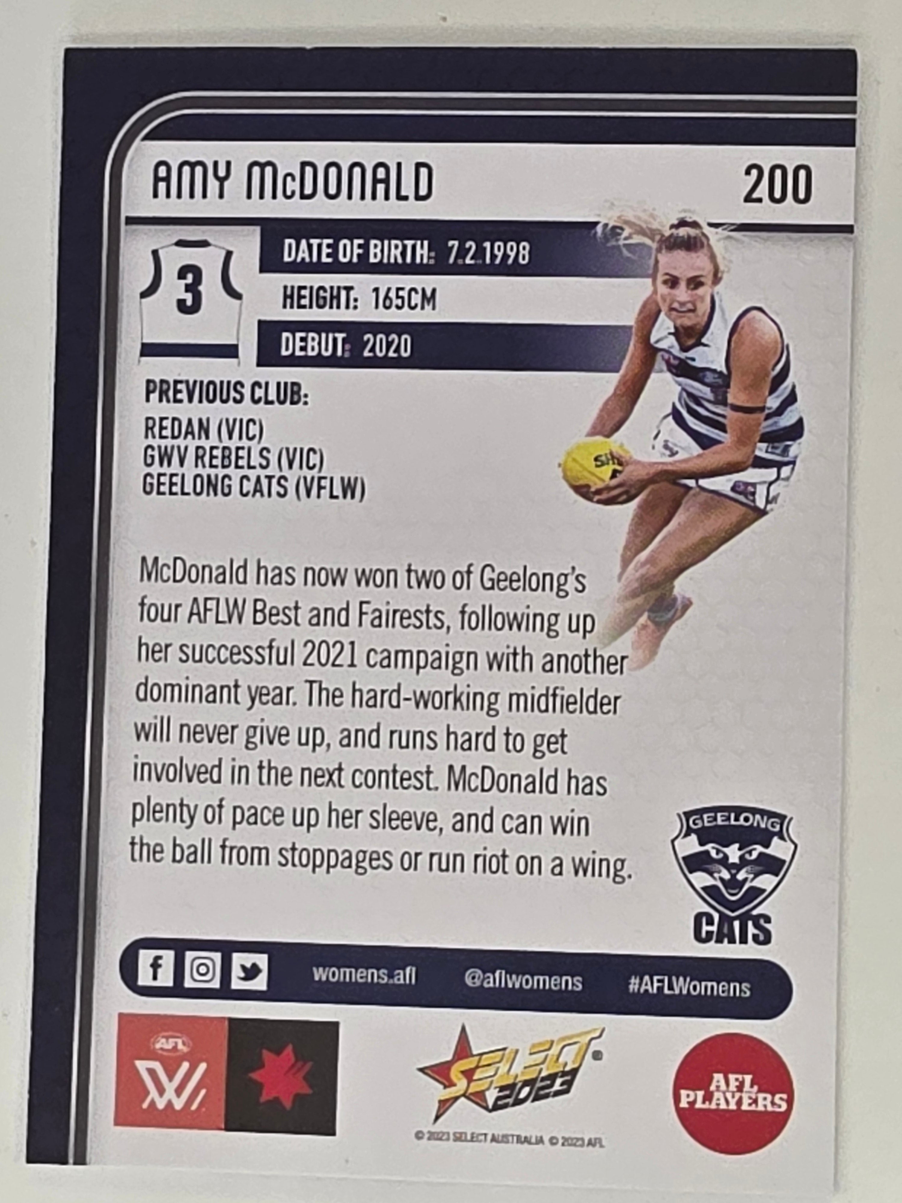 AFL 2023 Footy Stars Base Card #200 Amy McDonald Geelong Cats AFLW