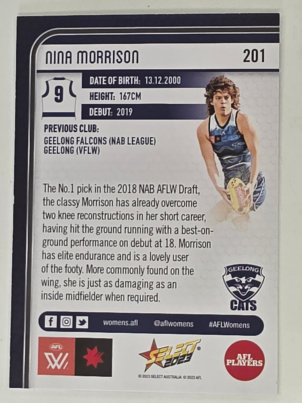 AFL 2023 Footy Stars Base Card #201 Nina Morrison Geelong Cats AFLW