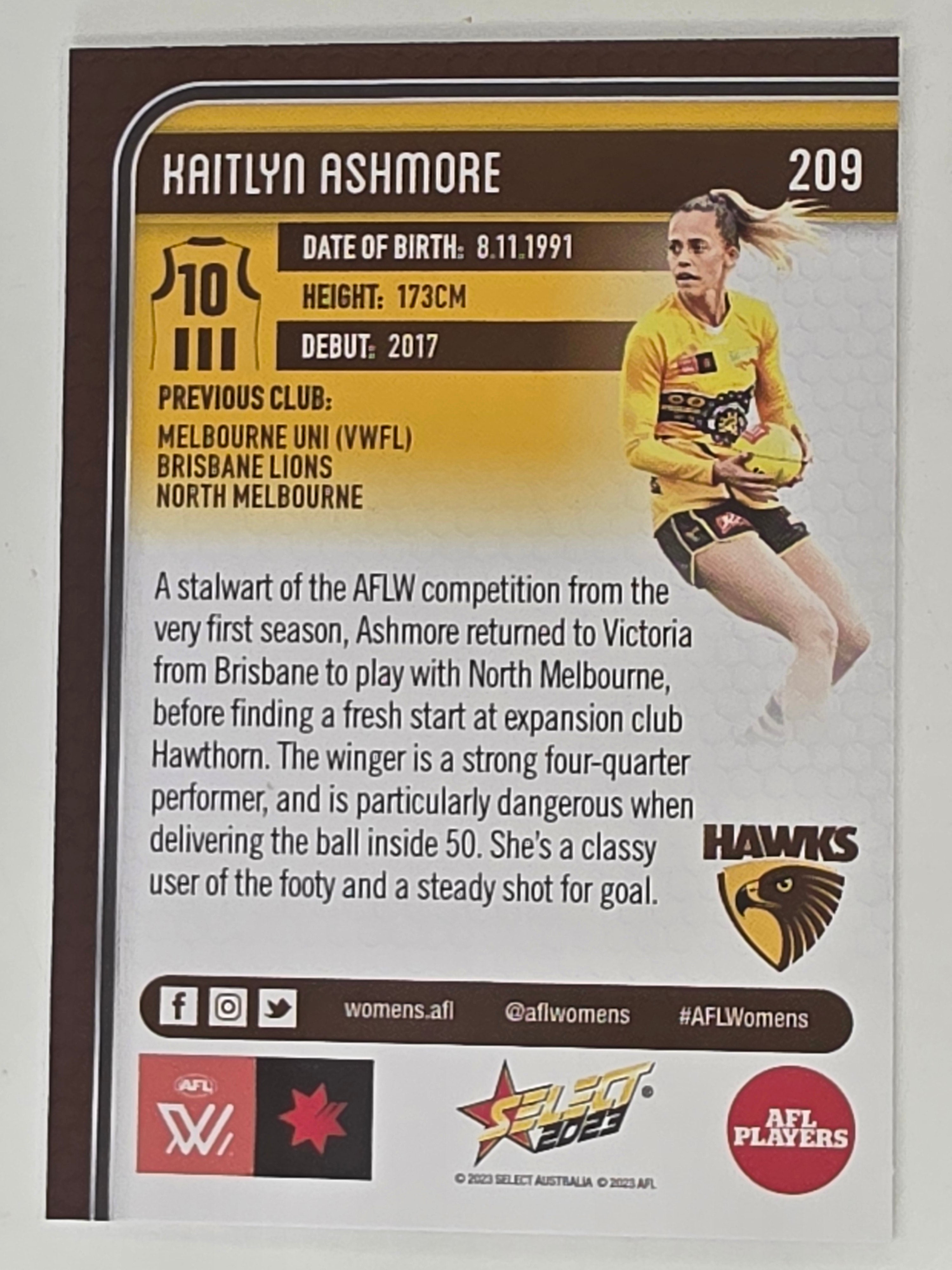 AFL 2023 Footy Stars Base Card #209 Kaitlyn Ashmore Hawthorn Hawks AFLW