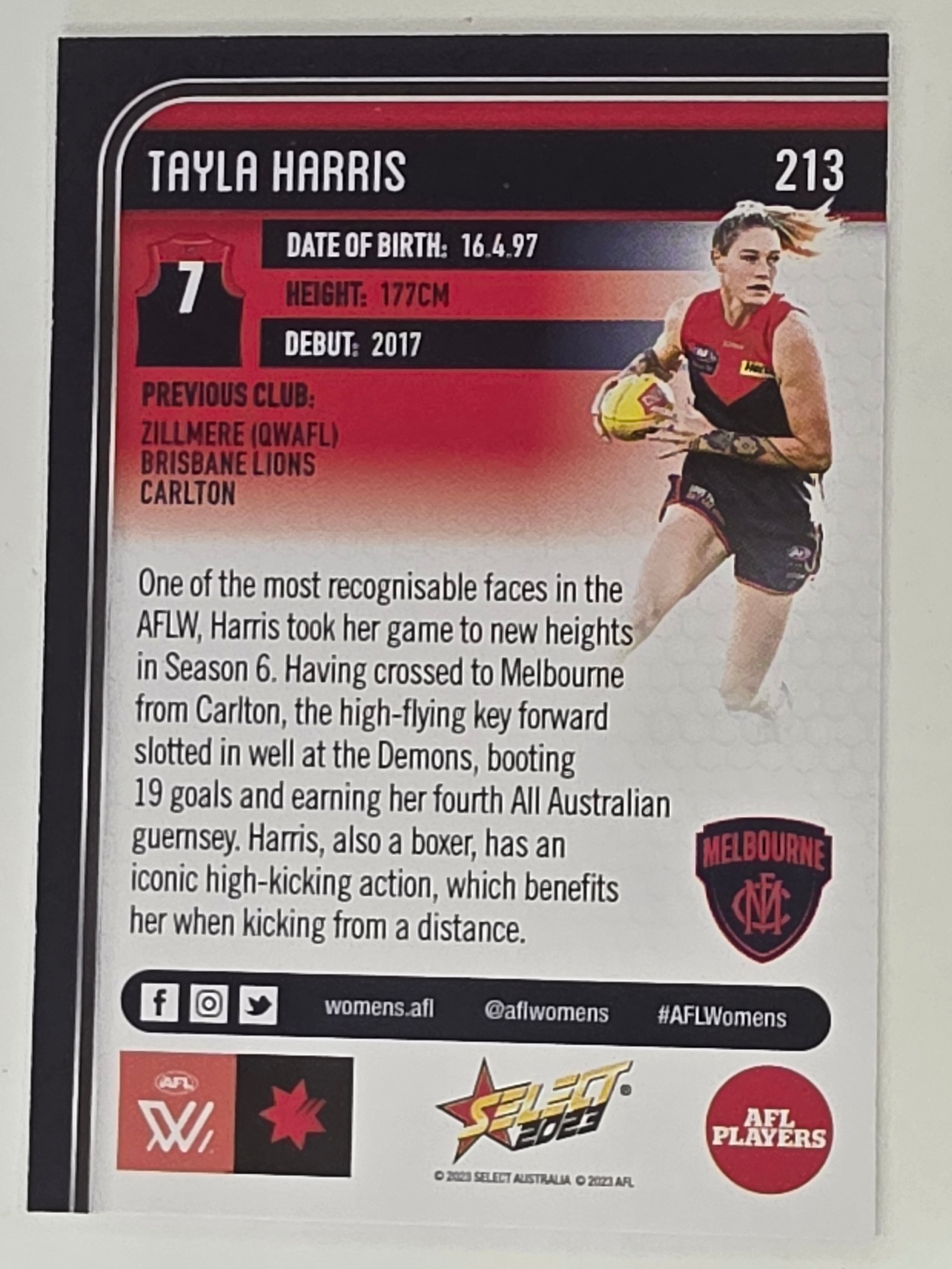 AFL 2023 Footy Stars Base Card #213 Tayla Harris Melbourne AFLW