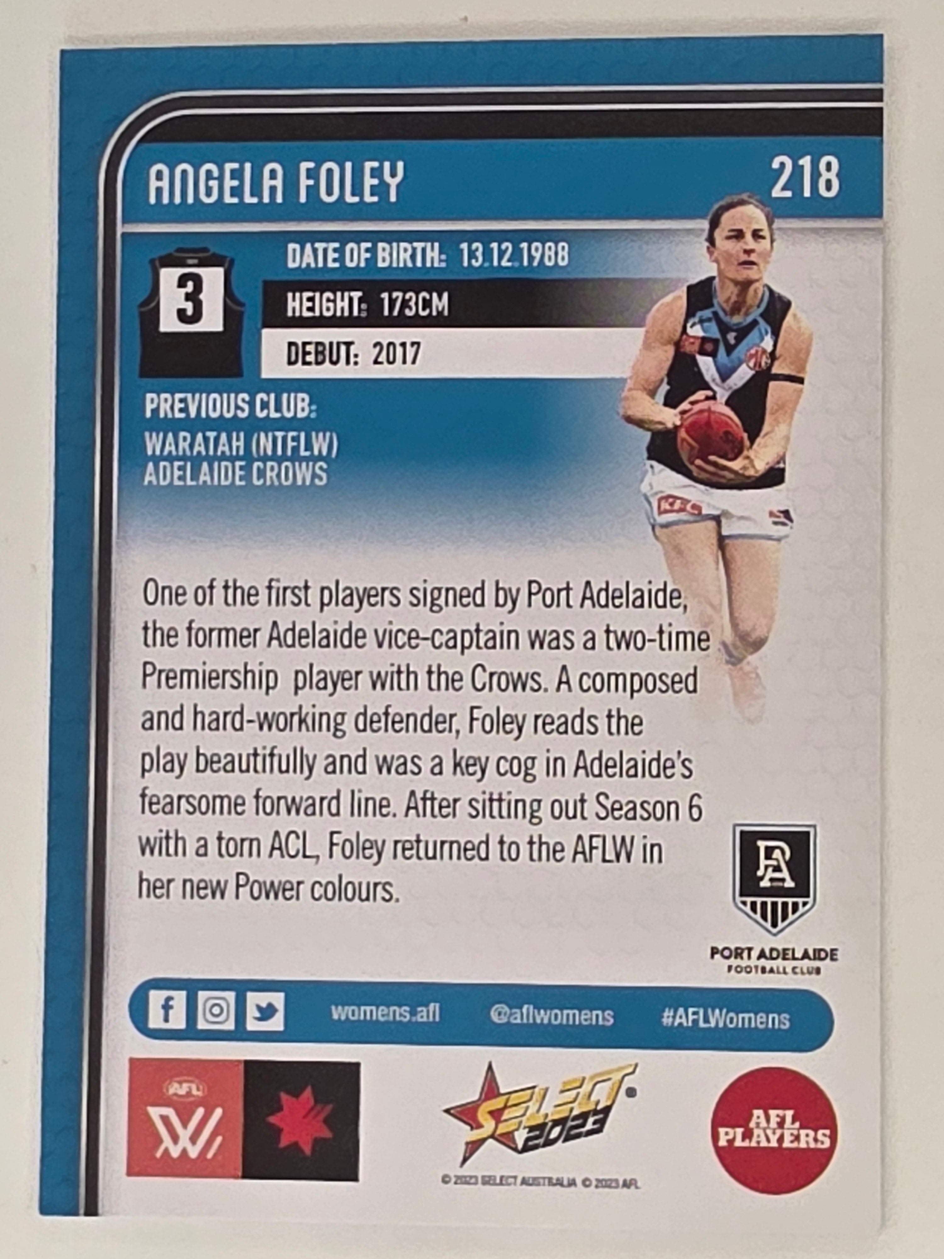 AFL 2023 Footy Stars Base Card #218 Angela Foley Port Adelaide AFLW