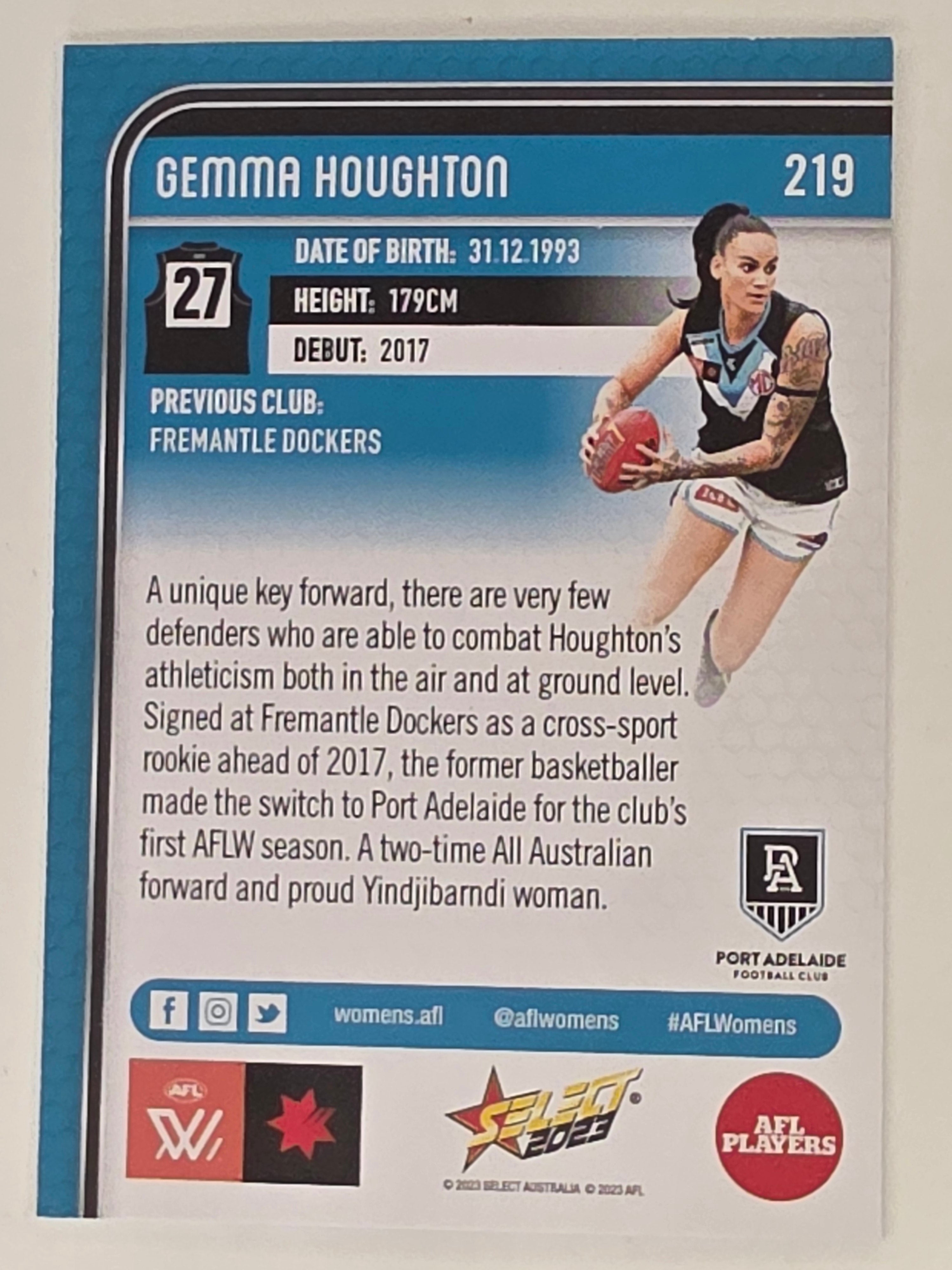 AFL 2023 Footy Stars Base Card #219 Gemma Houghton Port Adelaide AFLW
