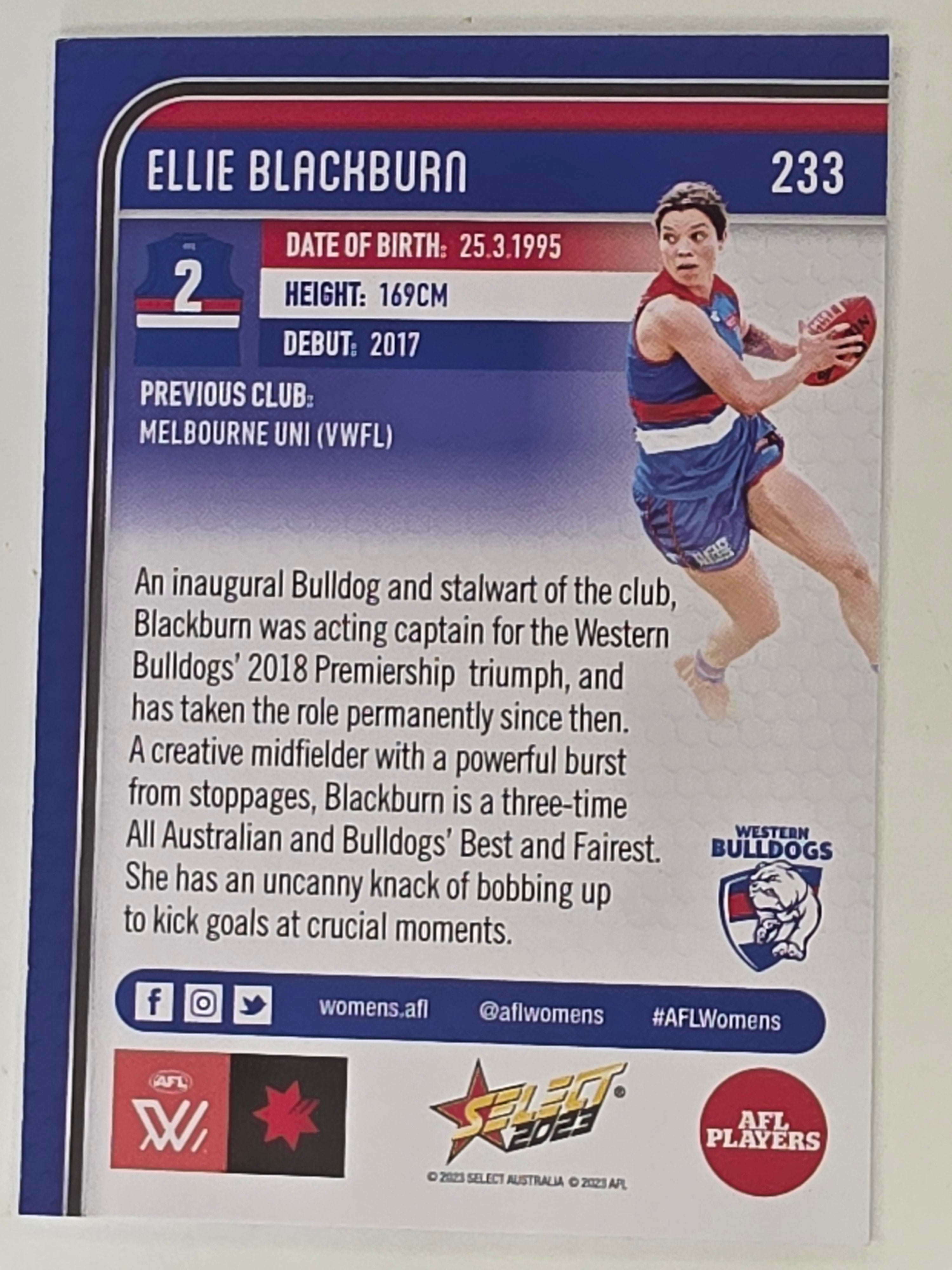 AFL 2023 Footy Stars Base Card #233 Ellie Blackburn Western Bulldogs AFLW