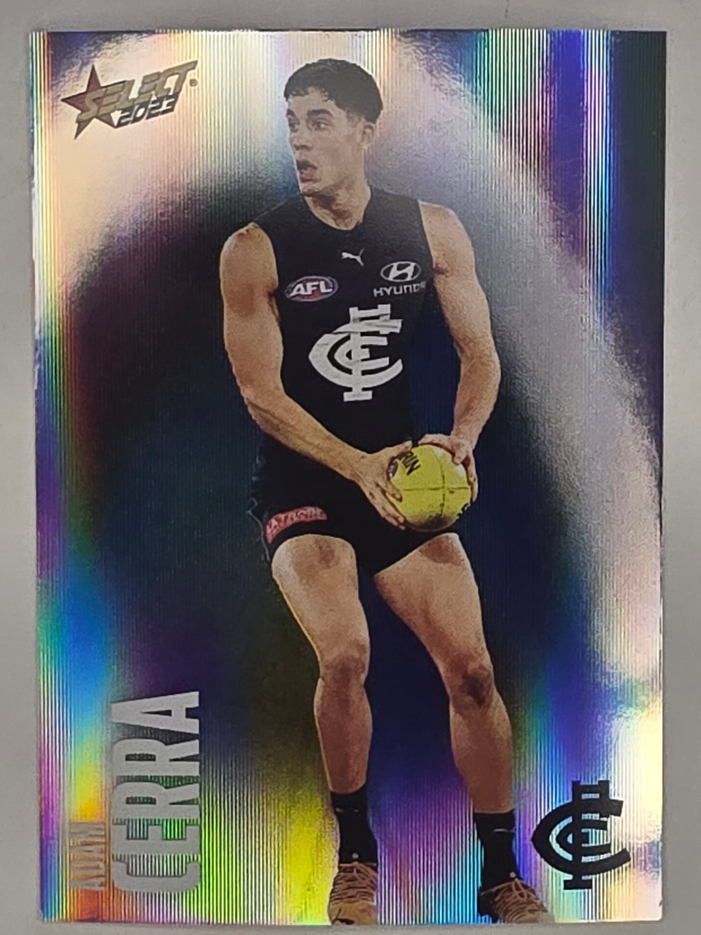 AFL 2023 Footy Stars Parallel Colour Spots #022 Adam Cerra Carlton Blues