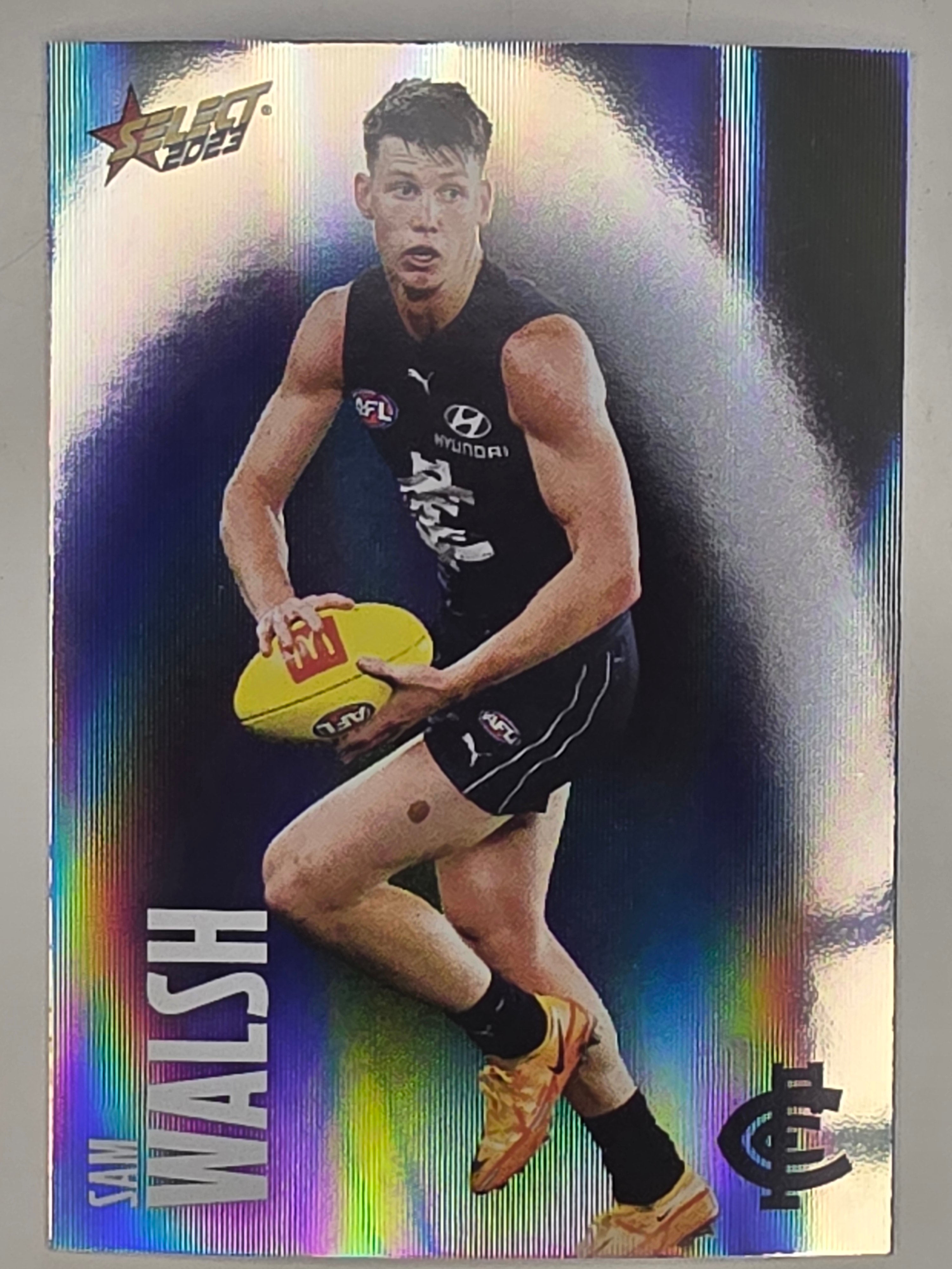 AFL 2023 Footy Stars Parallel Colour Spots #030 Sam Walsh Carlton Blues