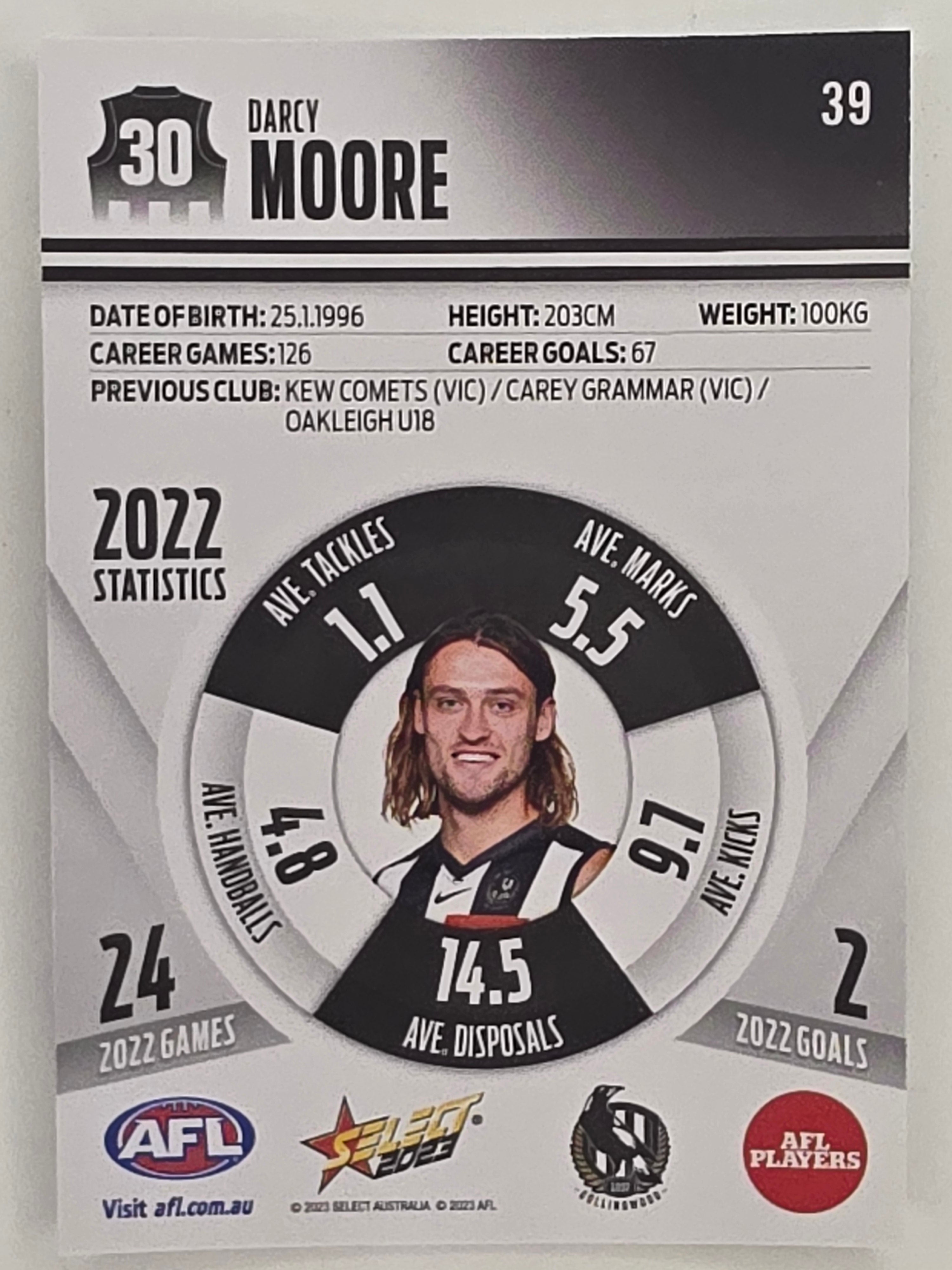 AFL 2023 Footy Stars Parallel Colour Spots #039 Darcy Moore Collingwood Magpies