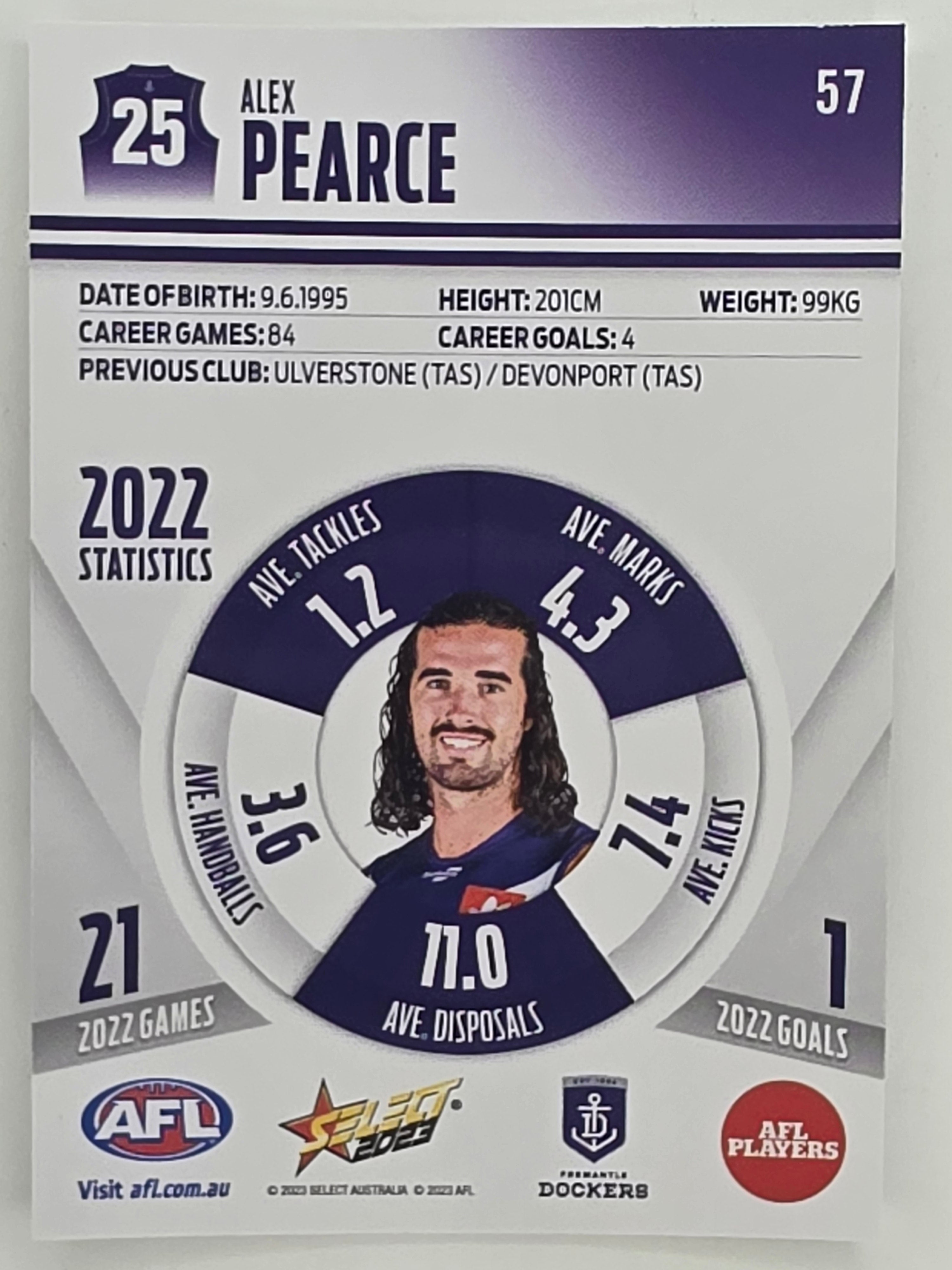 AFL 2023 Footy Stars Parallel Colour Spots #057 Alex Pearce Fremantle Dockers