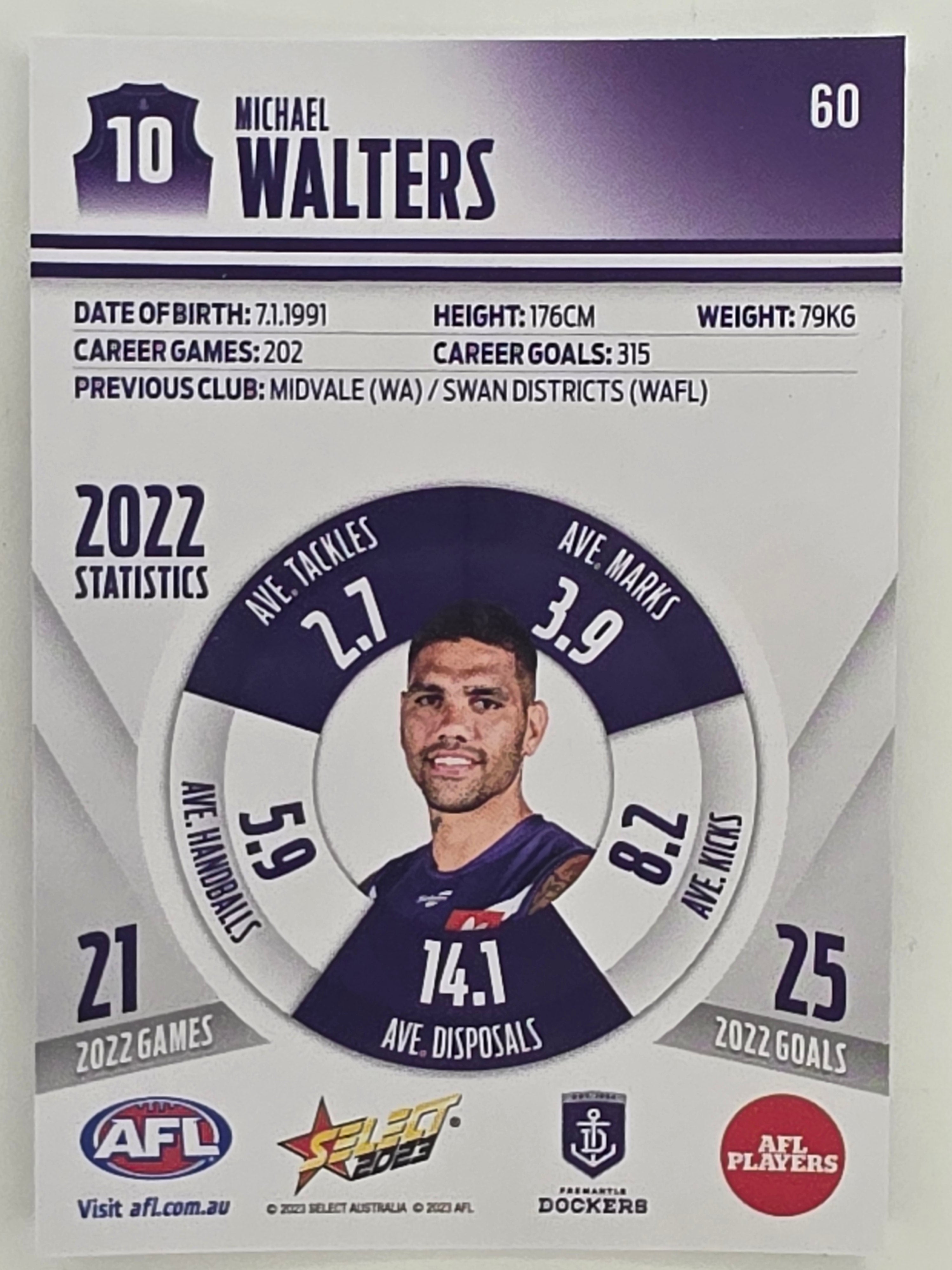 AFL 2023 Footy Stars Parallel Colour Spots #060 Michael Walters Fremantle Dockers