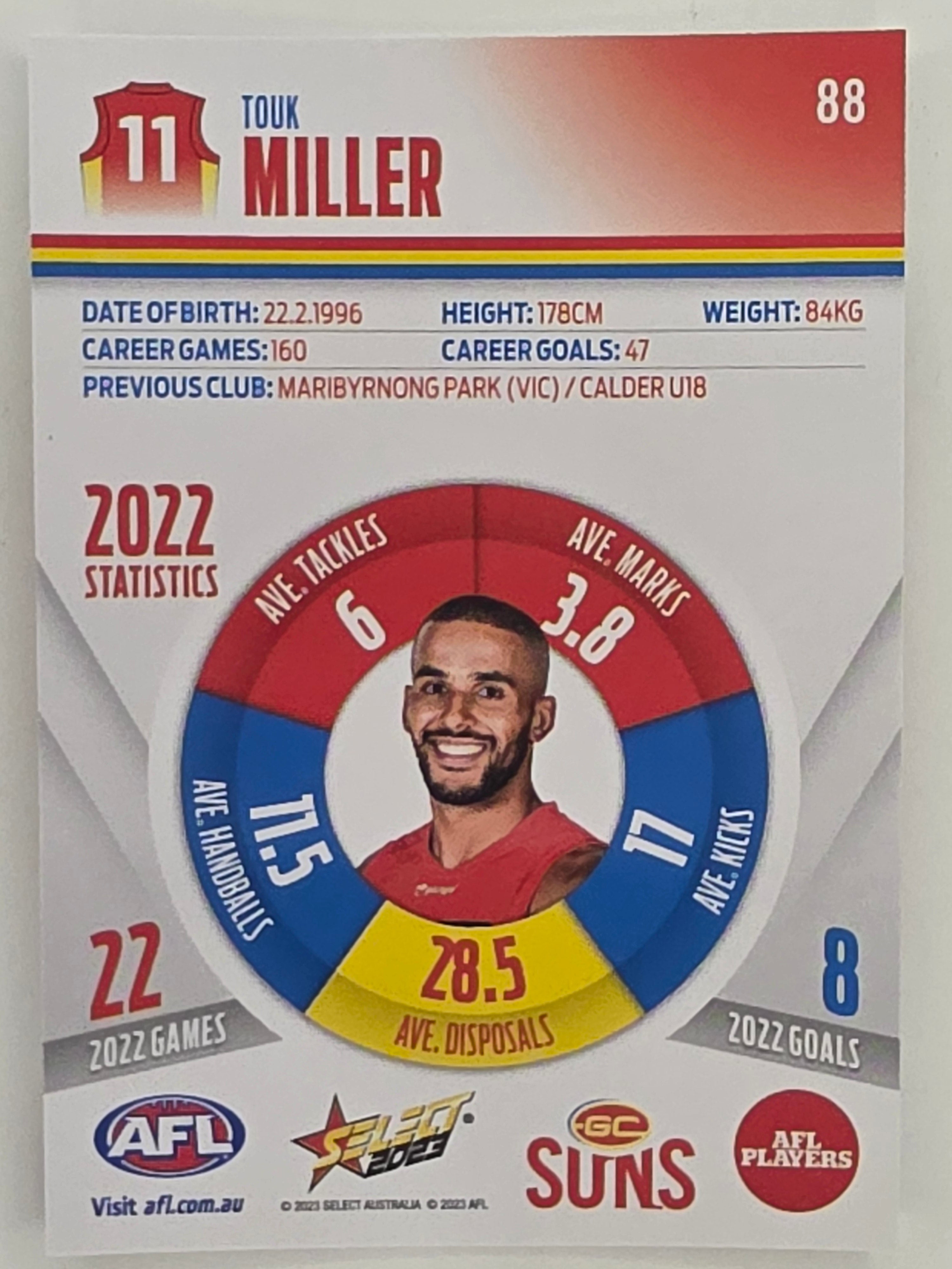 AFL 2023 Footy Stars Parallel Colour Spots #088 Touk Miller Gold Coast Suns