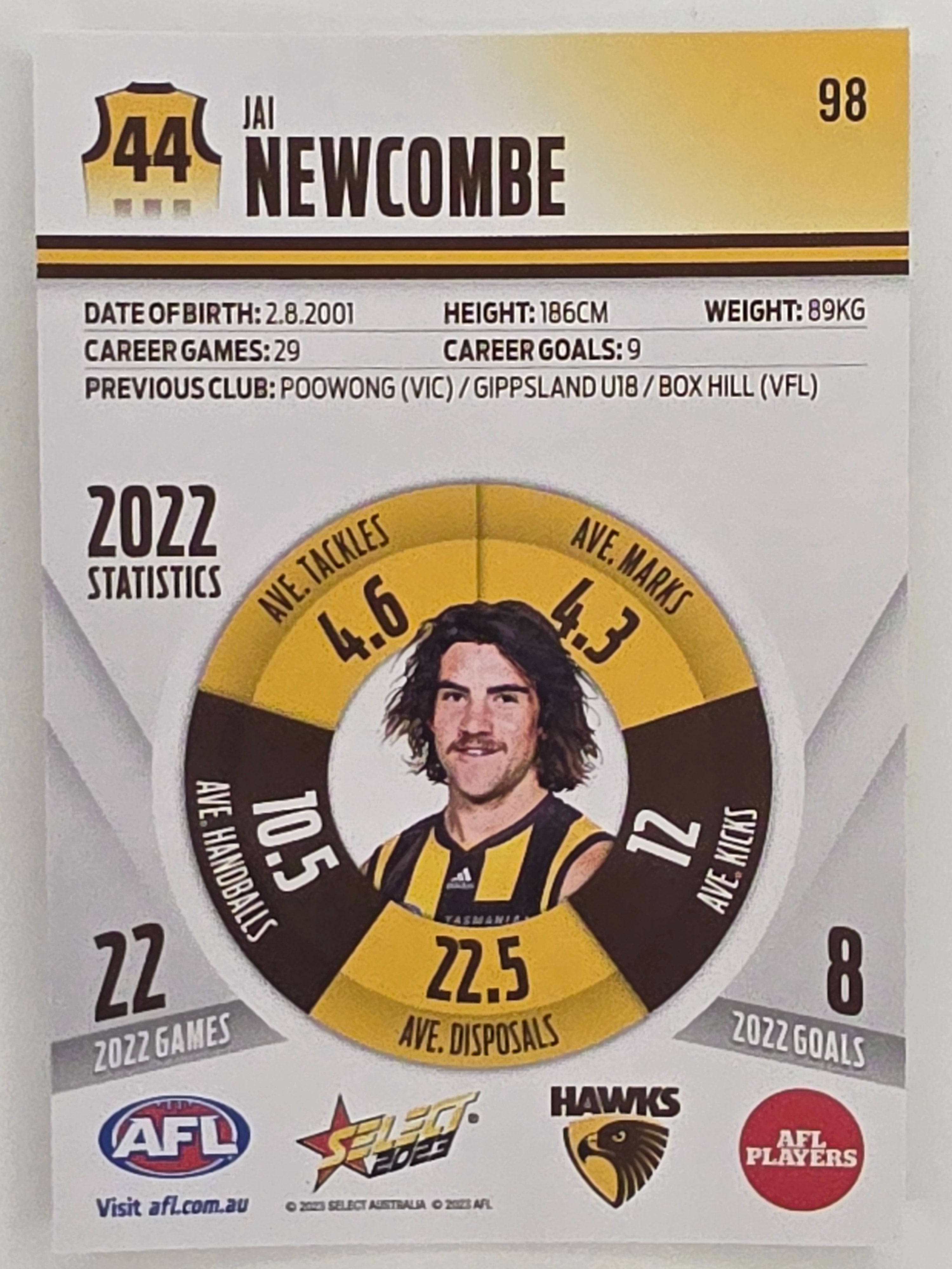 AFL 2023 Footy Stars Parallel Colour Spots #098 Jai Newcombe Hawthorn Hawks