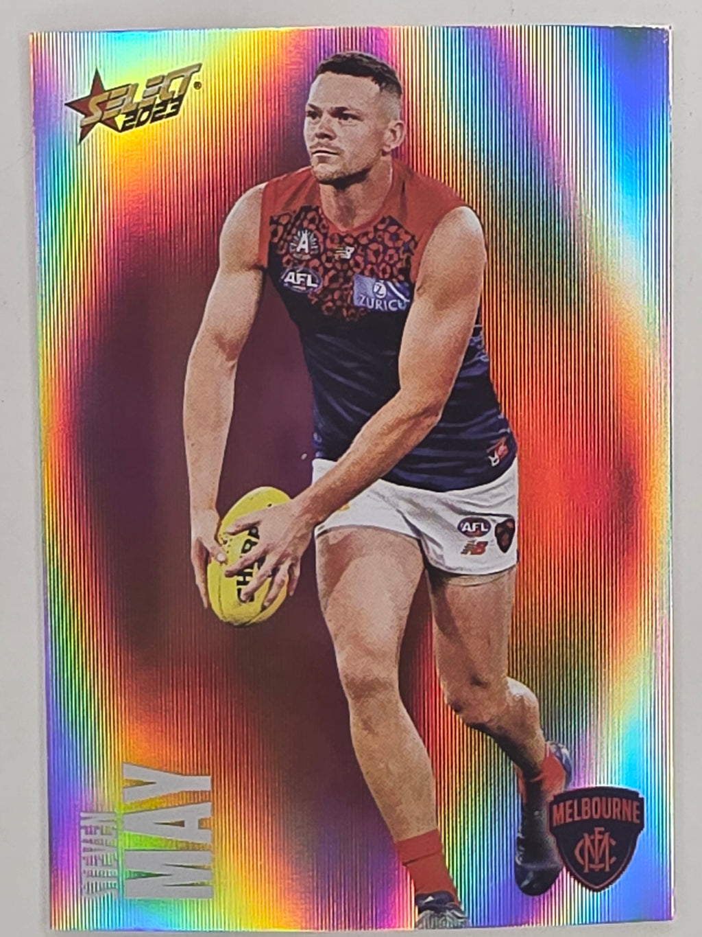 AFL 2023 Footy Stars Parallel Colour Spots #106 Steven May Melbourne Demons